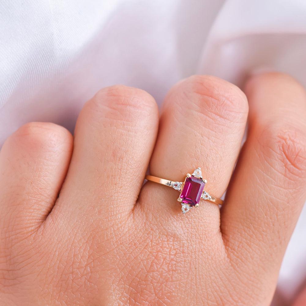 RING 0685 - Rhodolite and Diamonds in 18k White Gold - Michael Alexander  Jewelry