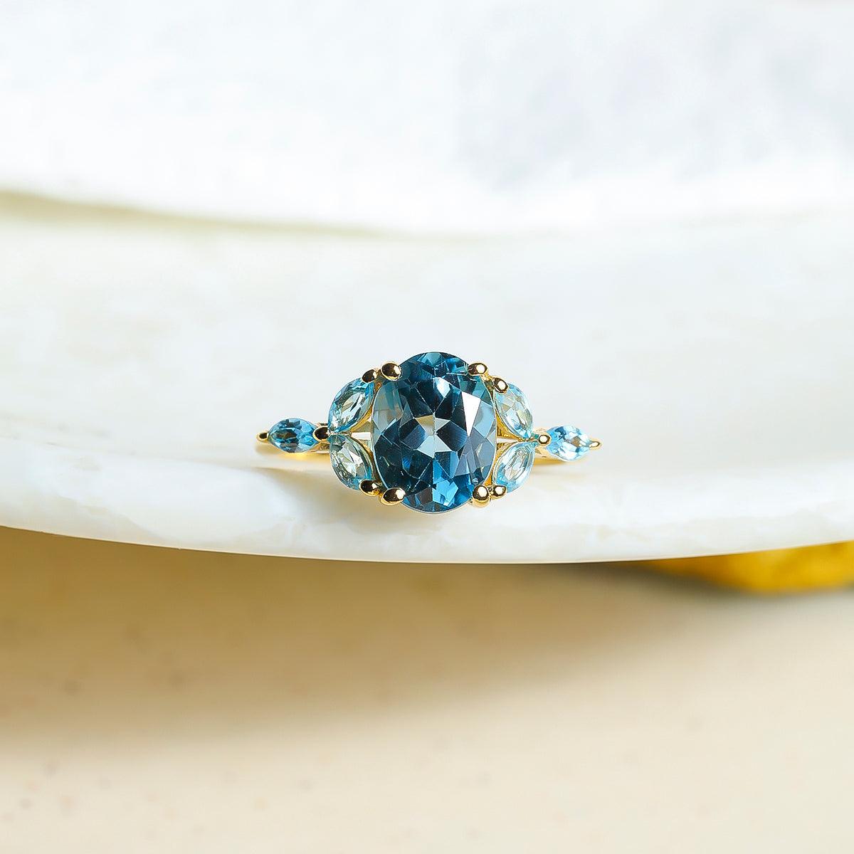 London Blue Topaz Swiss Blue Topaz 14k Gold Over 925 Silver Ring