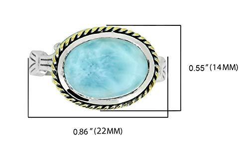 Natural Larimar Solid 925 Sterling Silver Brass Ring Jewelry - YoTreasure