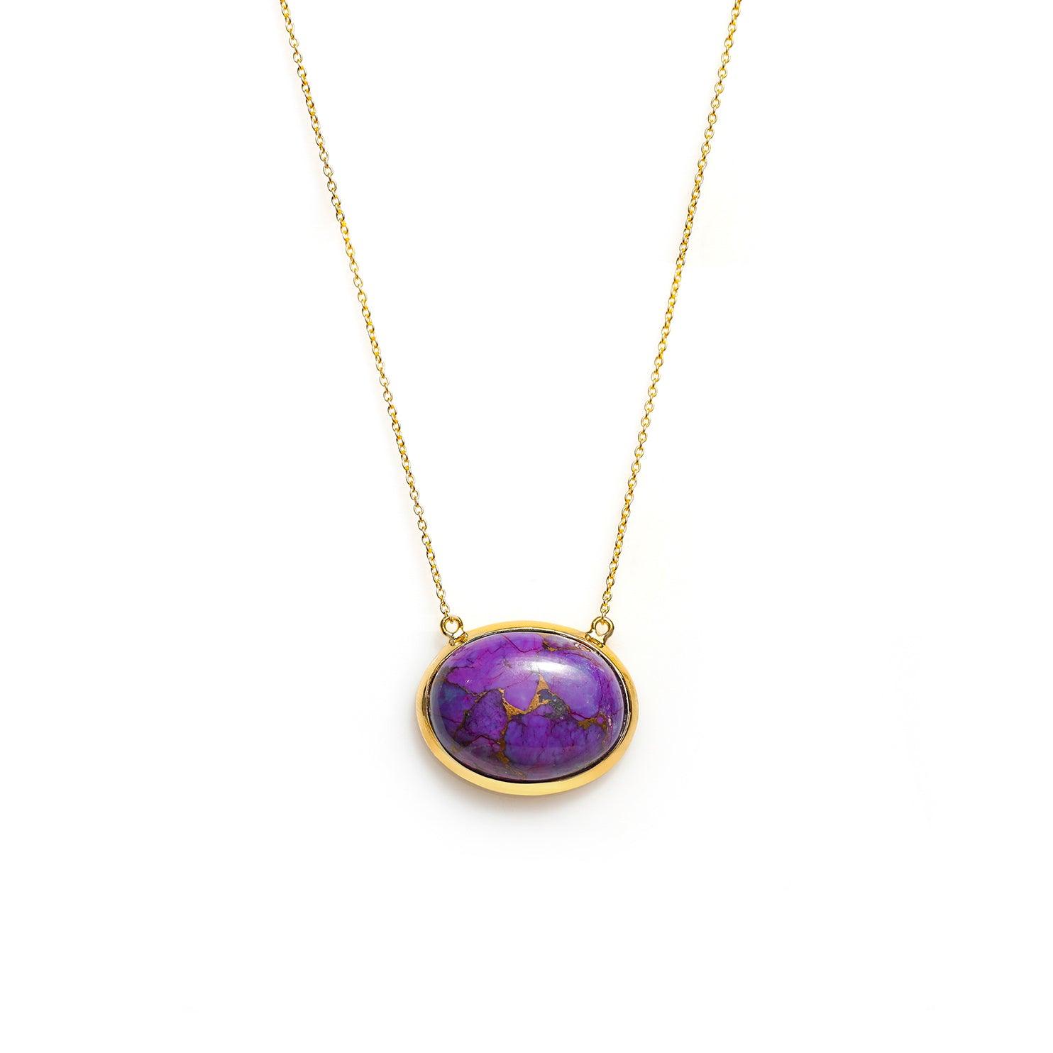 Purple Copper Turquoise 14Kt Gold Over 925 Silver Chain Pendant Necklace Jewelry - YoTreasure