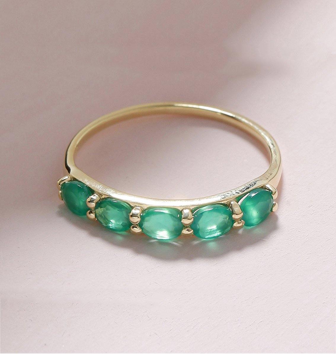 Green Onyx Solid 10K Yellow Gold Gemstone Ring - YoTreasure