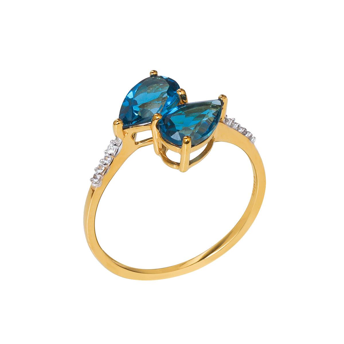 2.46 Ct. London Blue Topaz 10kt Yellow Gold Engagement Ring Jewelry - YoTreasure