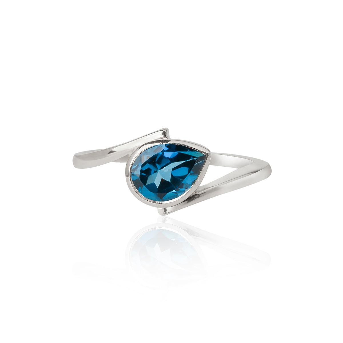 London Blue Topaz Solitaire Ring in Solid 925 Sterling Silver Jewelry - YoTreasure