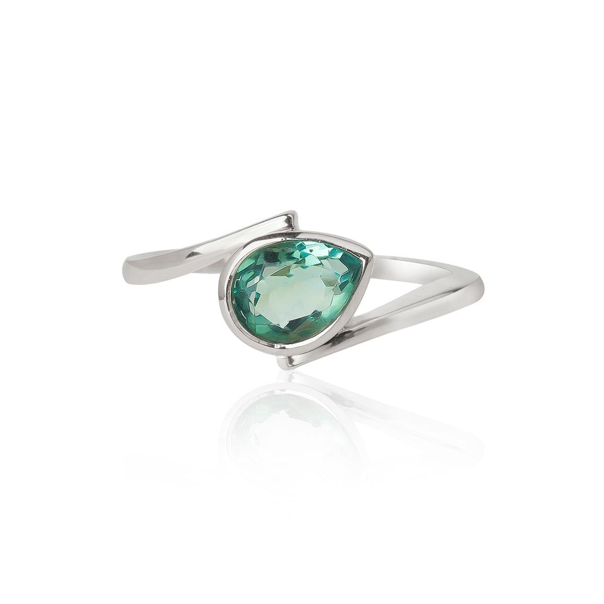 1.20 Ct. Green Fluorite 925 Sterling Silver Solitaire Ring Jewelry - YoTreasure