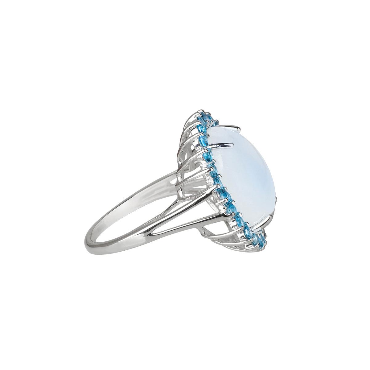 Moonstone & London Blue Topaz 925 Sterling Silver Chunky Ring - YoTreasure