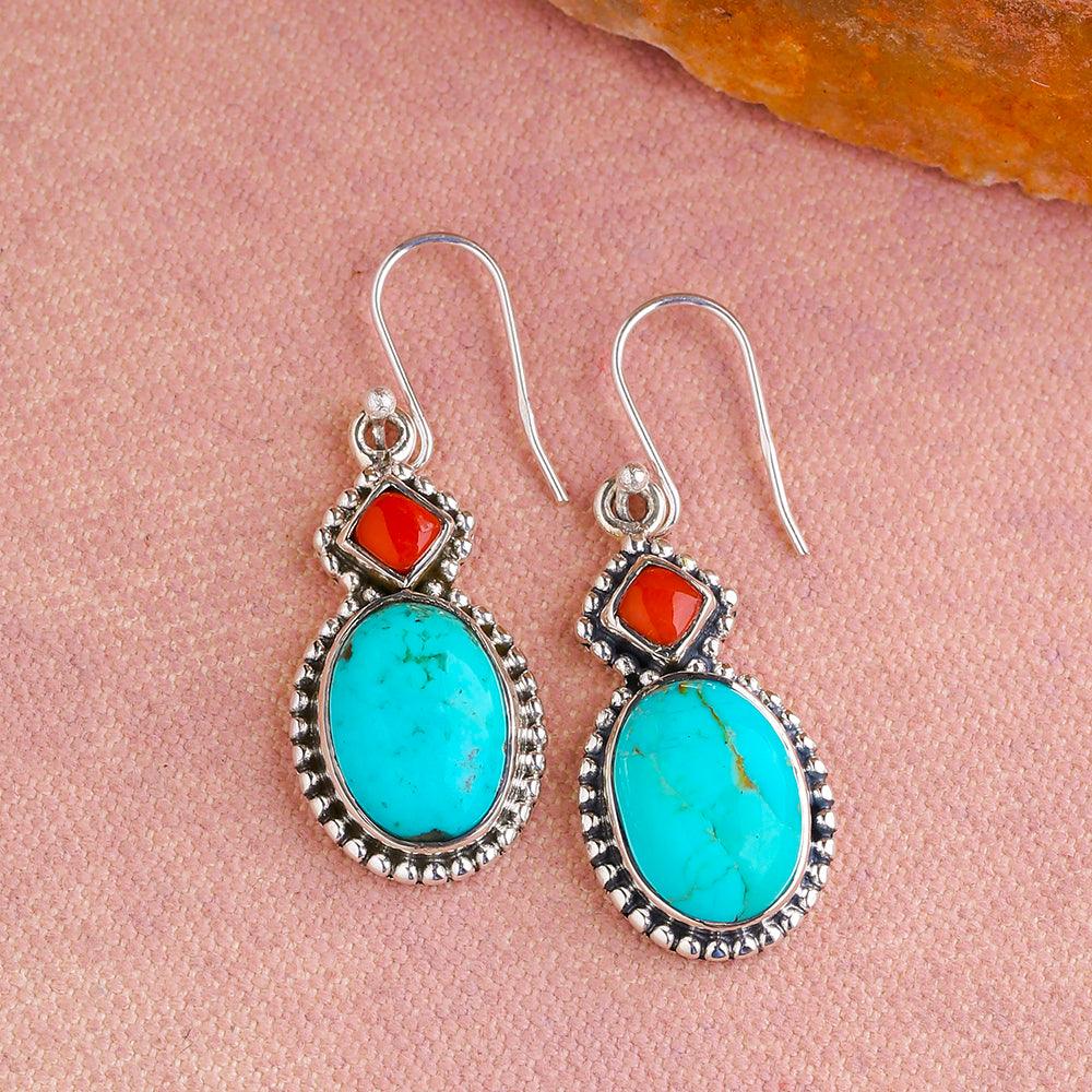 Blue Mohave Turquoise Solid 925 Sterling Silver Dangle Earrings Jewelry - YoTreasure
