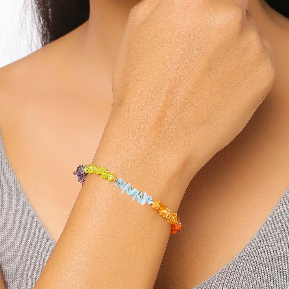 Chakra Stone Solid 925 Sterling Silver Gold Plated Link Chain Bracelet 8" - YoTreasure