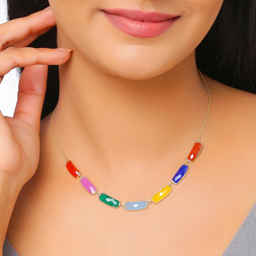 Chakra Stone Solid 925 Sterling Silver Gold Plated Chain Necklace Pendant Jewelry - YoTreasure