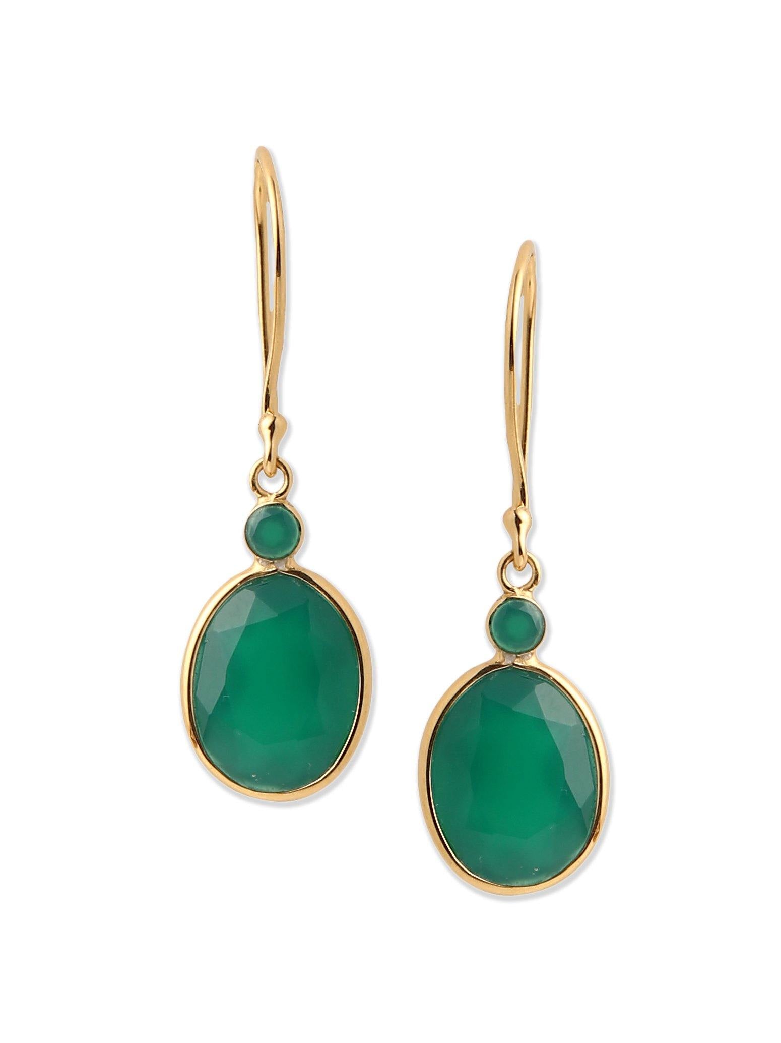4.54 Ct. Green Onyx Solid 10k Yellow Gold Dangle Earrings Jewelry - YoTreasure