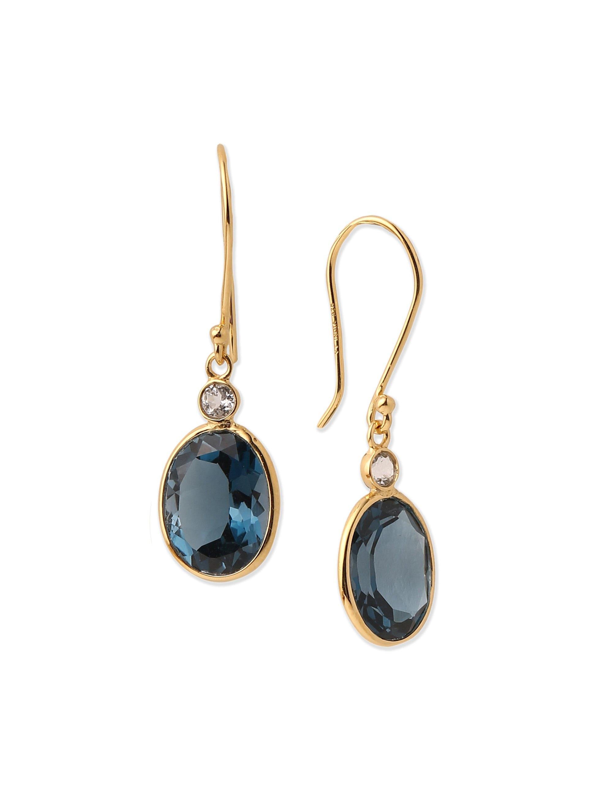 6.78 Ct. London Blue Topaz Solid 10k Yellow Gold Dangle Earrings Jewelry - YoTreasure