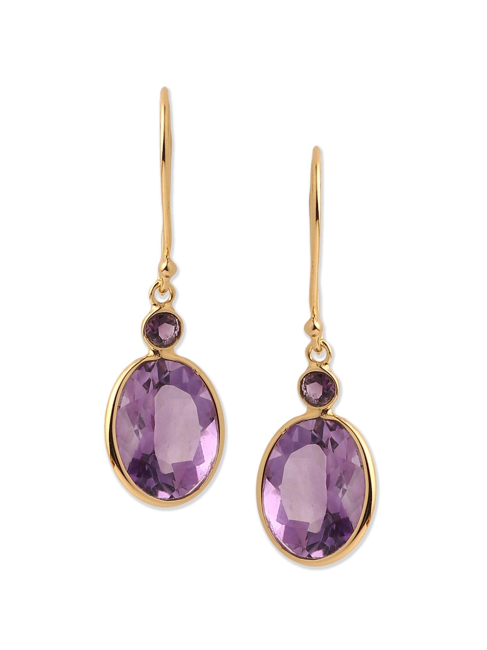 4.54 Ct. Amethyst Solid 10k Yellow Gold Dangle Earrings Jewelry - YoTreasure