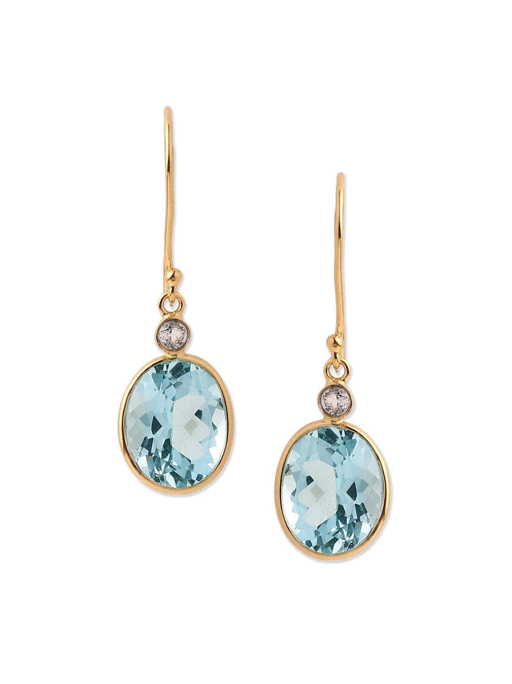 5.94 Ct. Sky Blue Topaz Solid 10k Yellow Gold Dangle Earrings Jewelry - YoTreasure