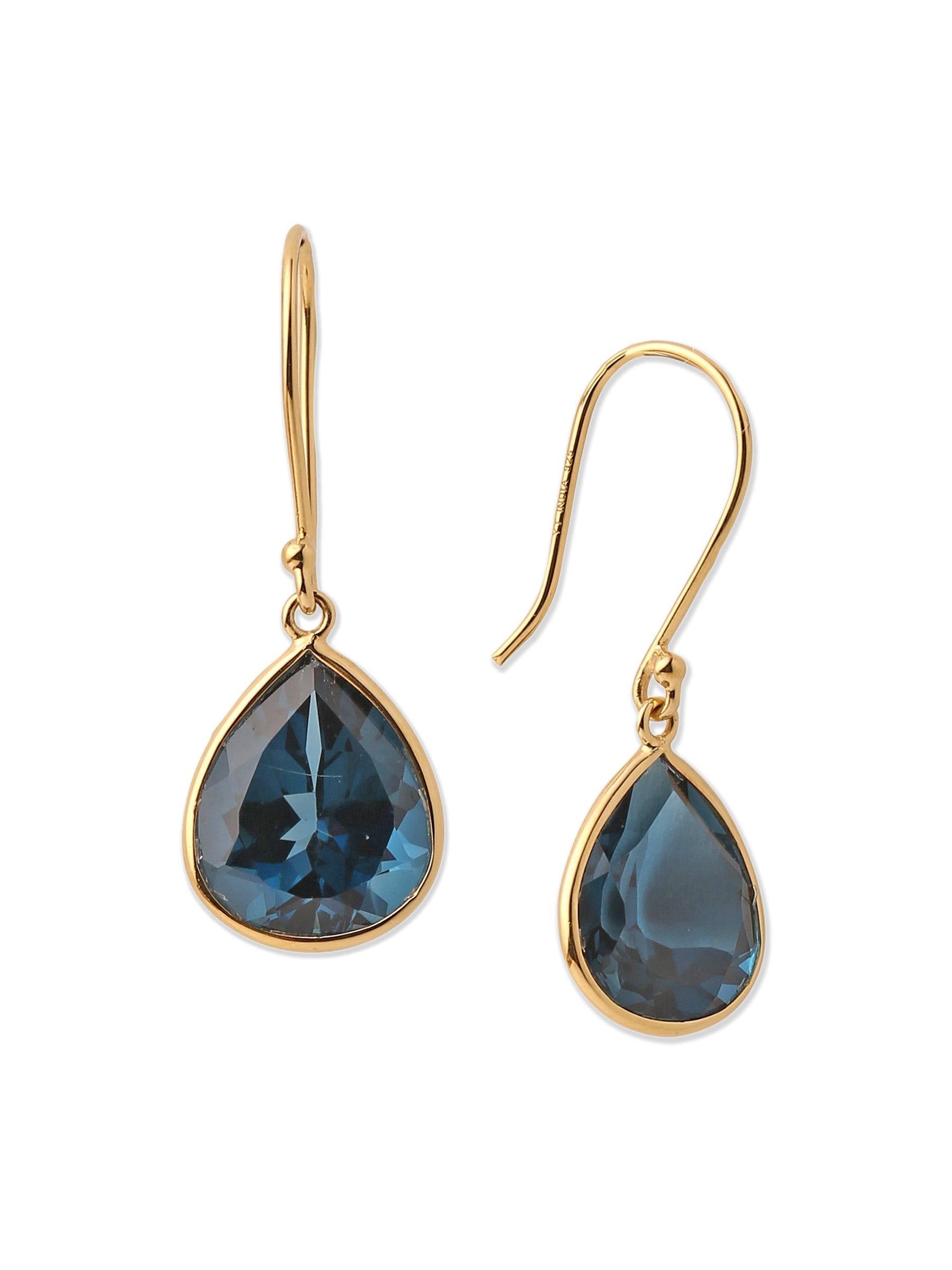 Blue Topaz and 10k Yellow Gold Dangle popular Earrings