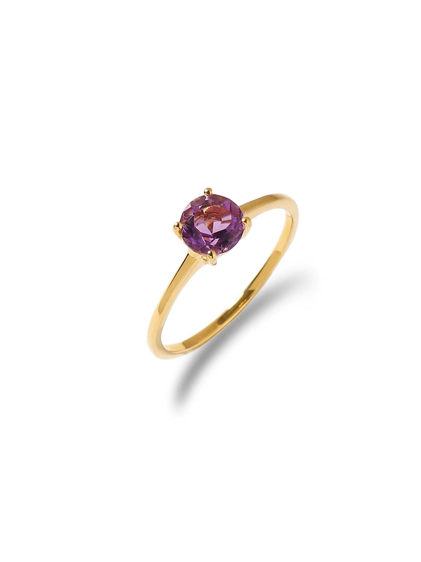0.75 Ct Amethyst Solid 10k Yellow Gold Solitaire Ring Jewelry - YoTreasure
