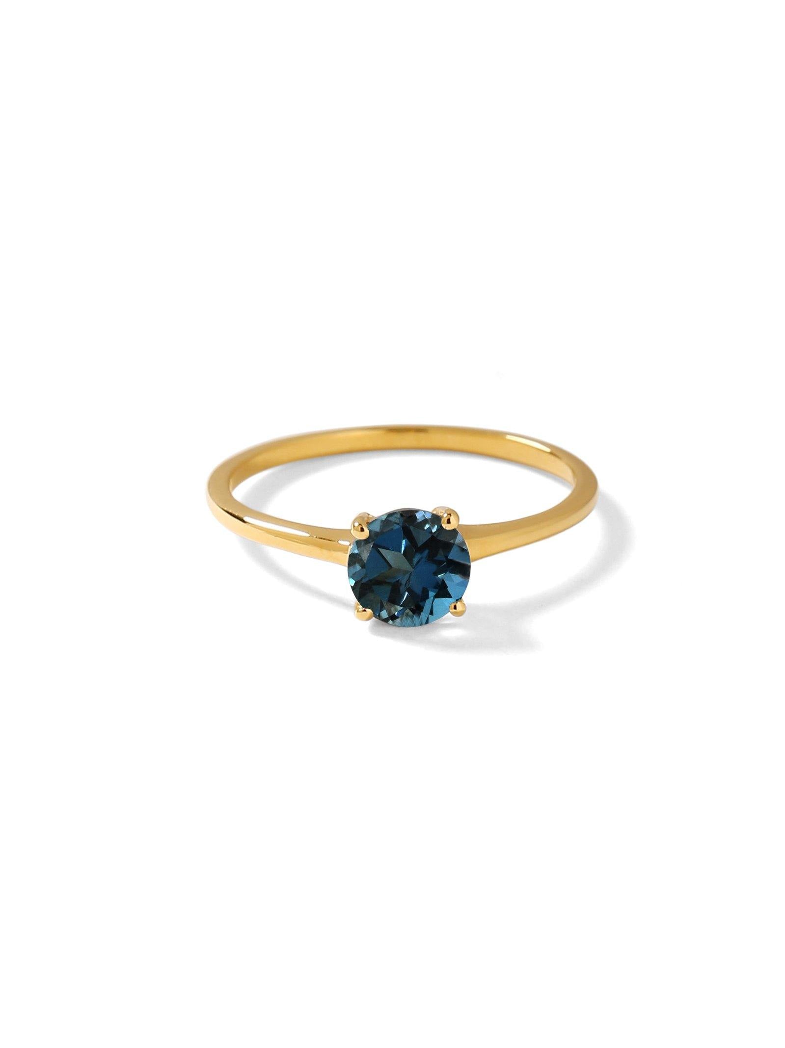 0.96 Ct London Blue Topaz Solid 10k Yellow Gold Solitaire Ring Jewelry - YoTreasure