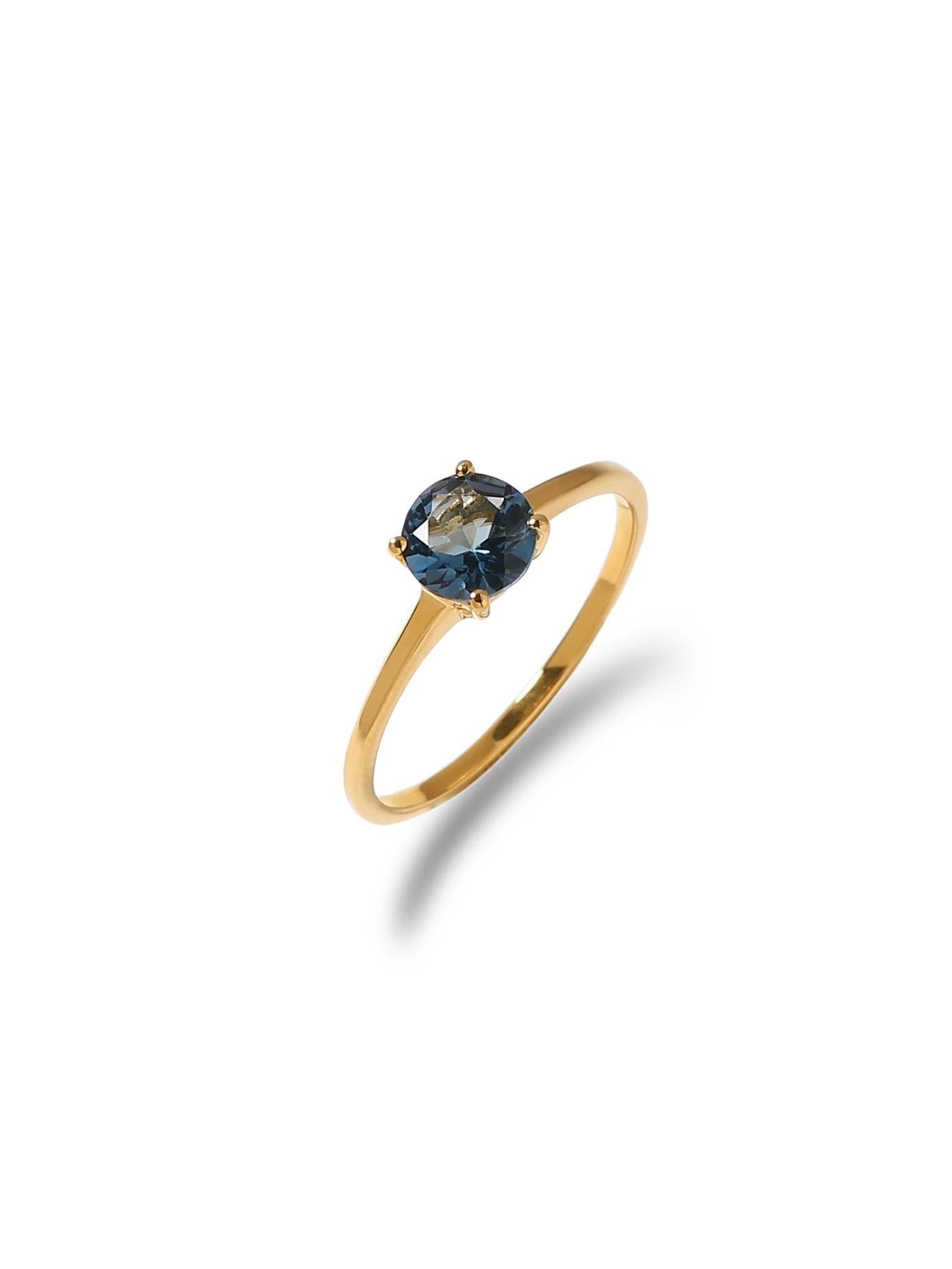 0.96 Ct London Blue Topaz Solid 10k Yellow Gold Solitaire Ring Jewelry - YoTreasure