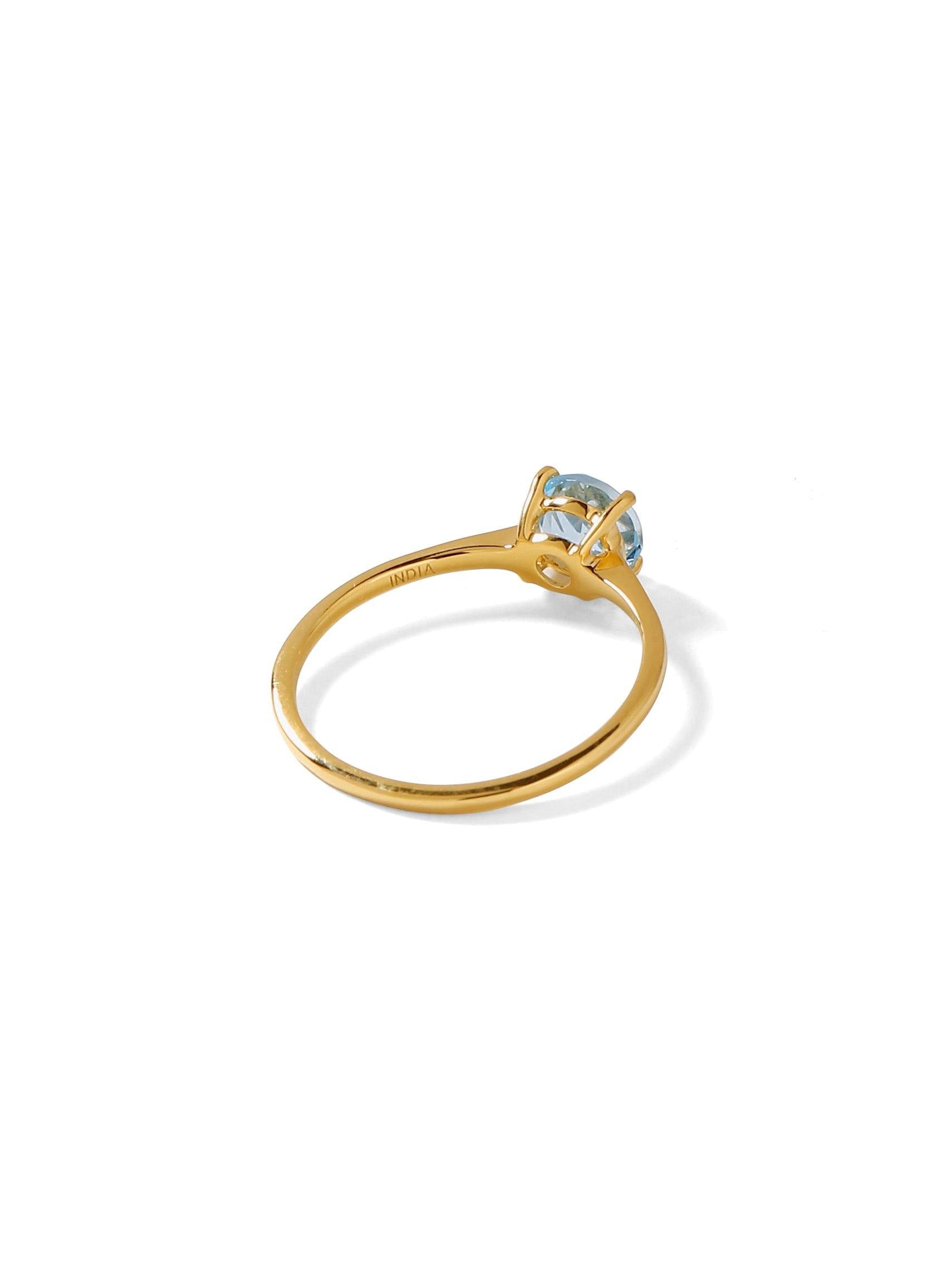 1.03 Ct Sky Blue Topaz Solid 10k Yellow Gold Solitaire Ring Jewelry - YoTreasure