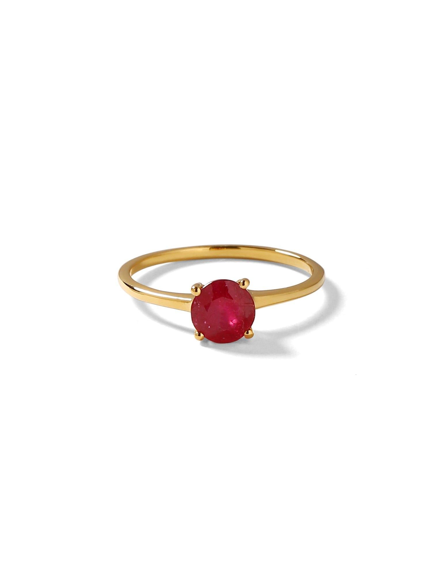 1.05 Ct Glass Filled Ruby Solid 10k Yellow Gold Solitaire Ring Jewelry - YoTreasure