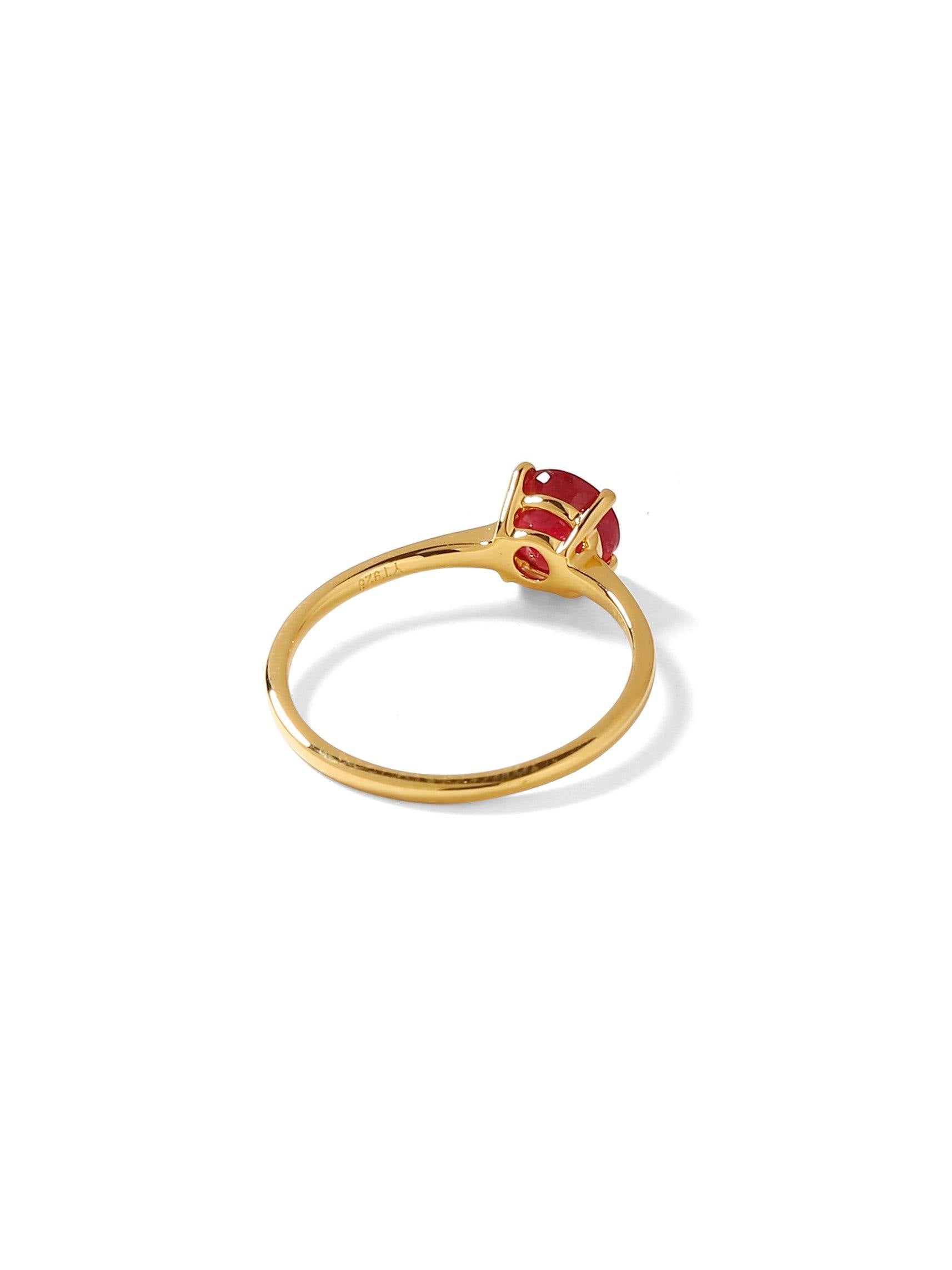 1.05 Ct Glass Filled Ruby Solid 10k Yellow Gold Solitaire Ring Jewelry - YoTreasure