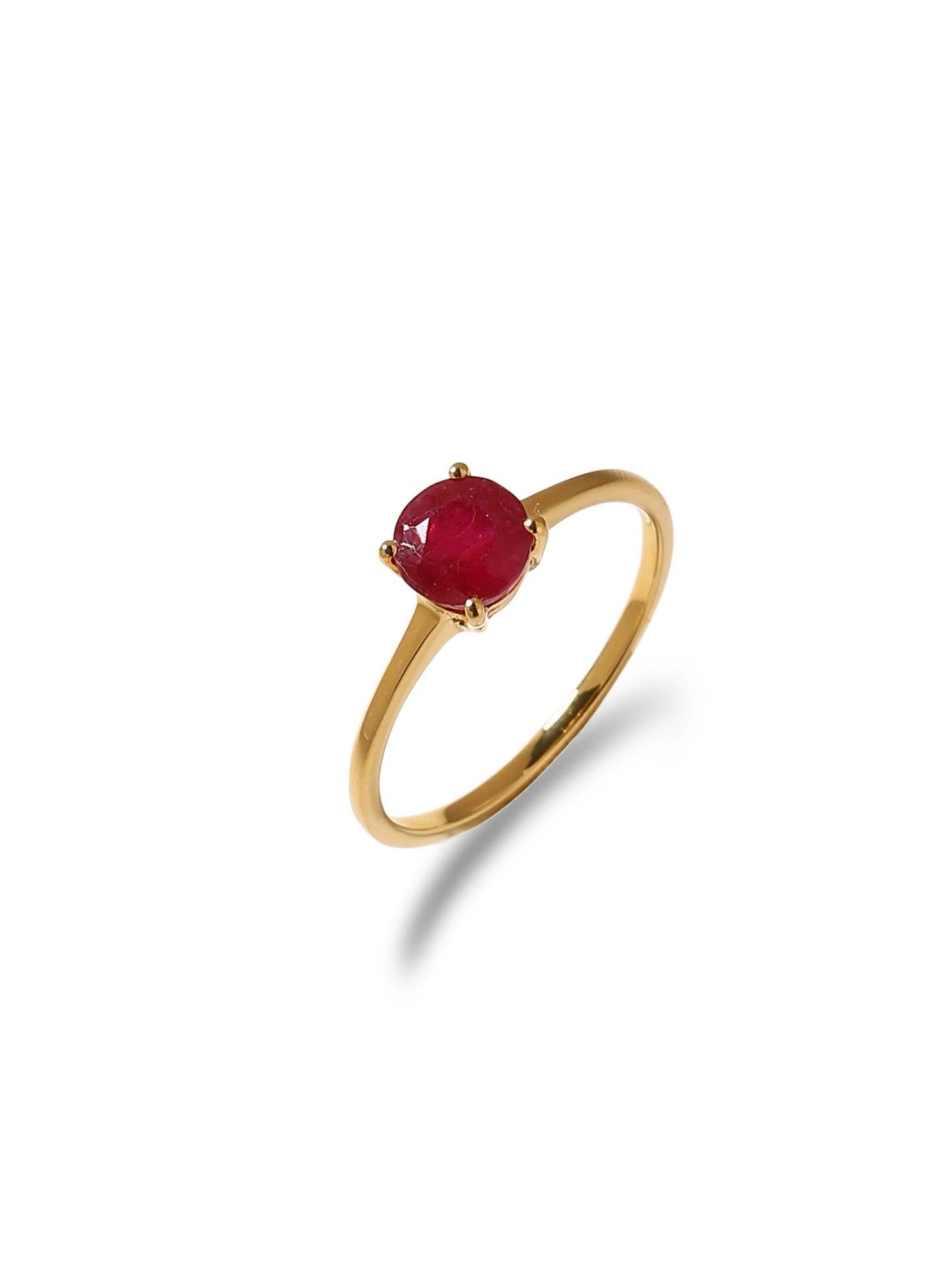 1.05 Ct Glass Filled Ruby Solid 10k Yellow Gold Solitaire Ring Jewelry - YoTreasure