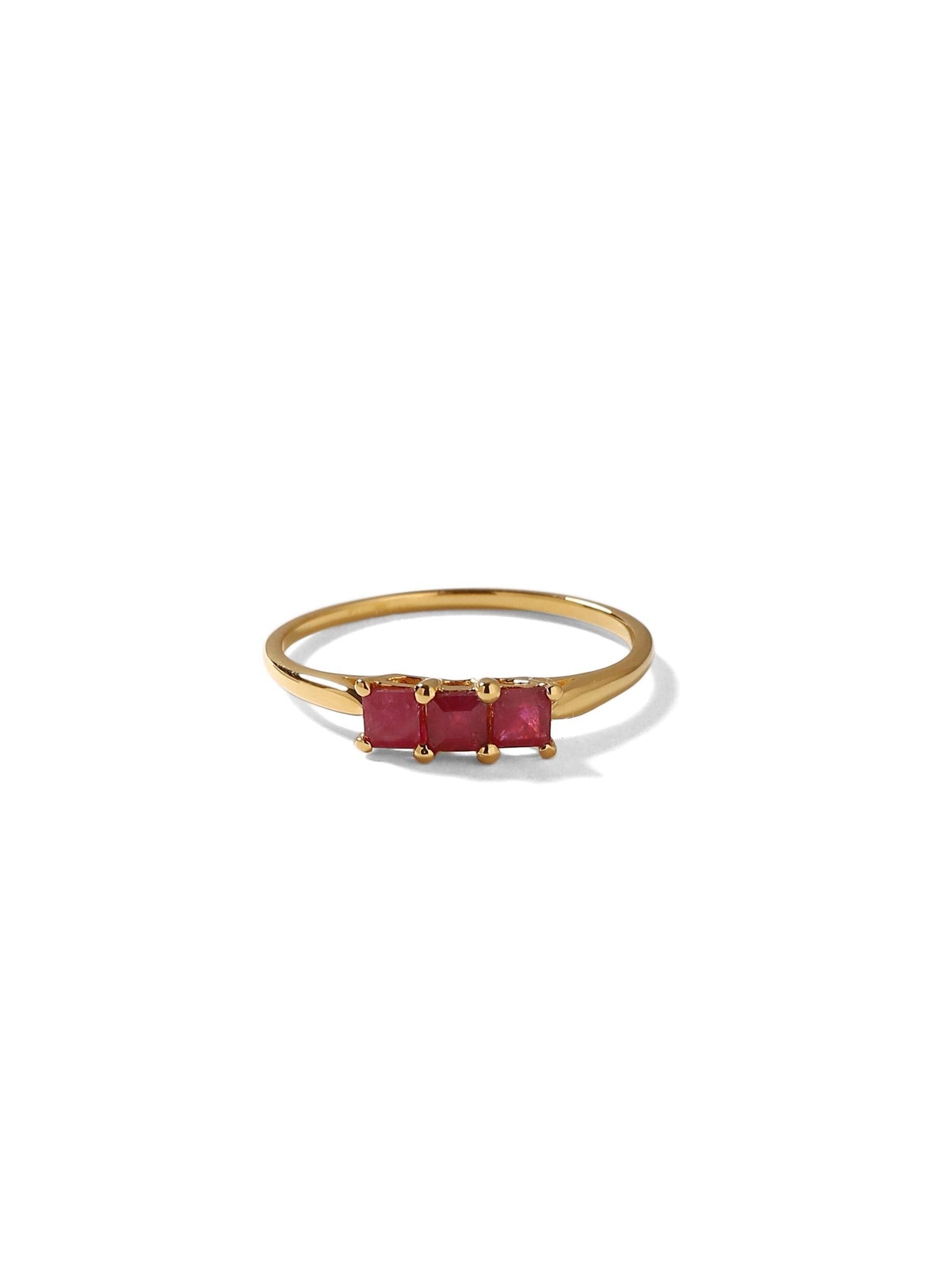 0.66 Ct. Glass Filled Ruby Solid 10k Yellow Gold Band Ring Jewelry - YoTreasure