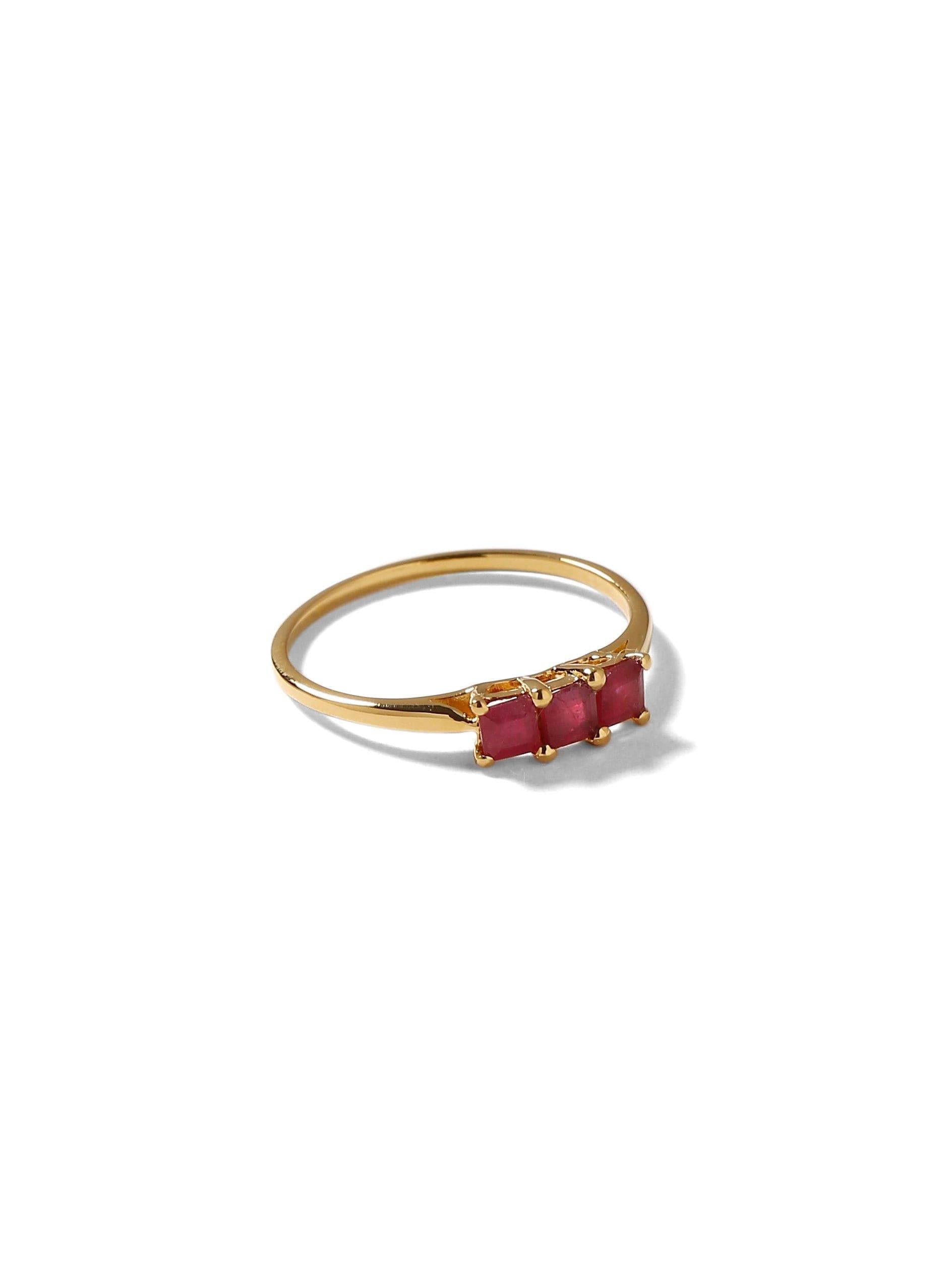 0.66 Ct. Glass Filled Ruby Solid 10k Yellow Gold Band Ring Jewelry - YoTreasure