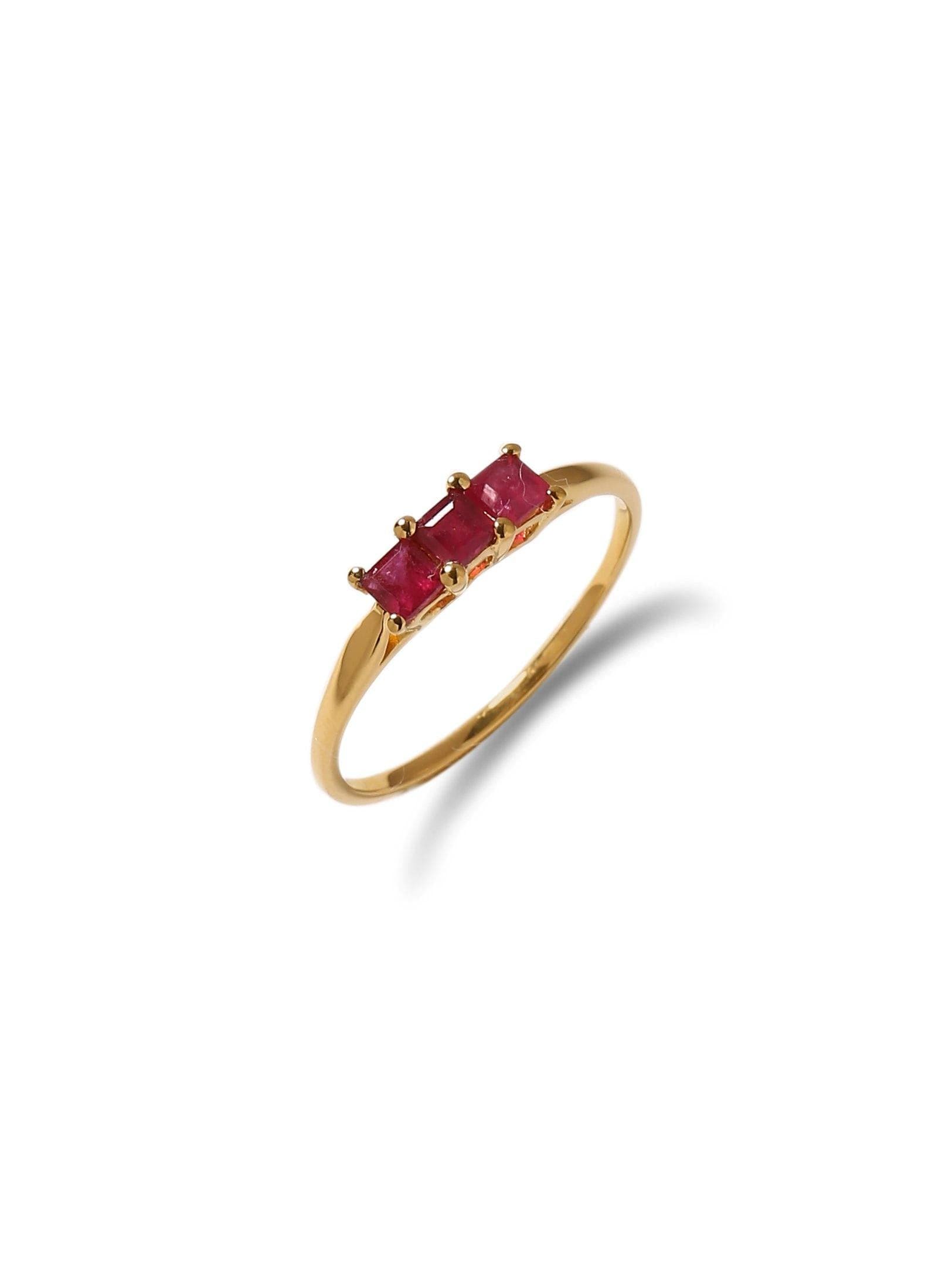 0.66 Ct. Glass Filled Ruby Solid 10k Yellow Gold Band Ring Jewelry - YoTreasure