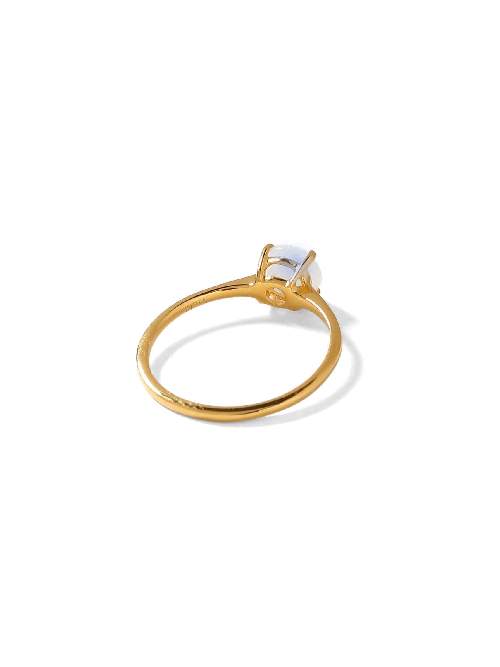 0.60 Ct Moonstone Solid 10k Yellow Gold Solitaire Ring Jewelry - YoTreasure