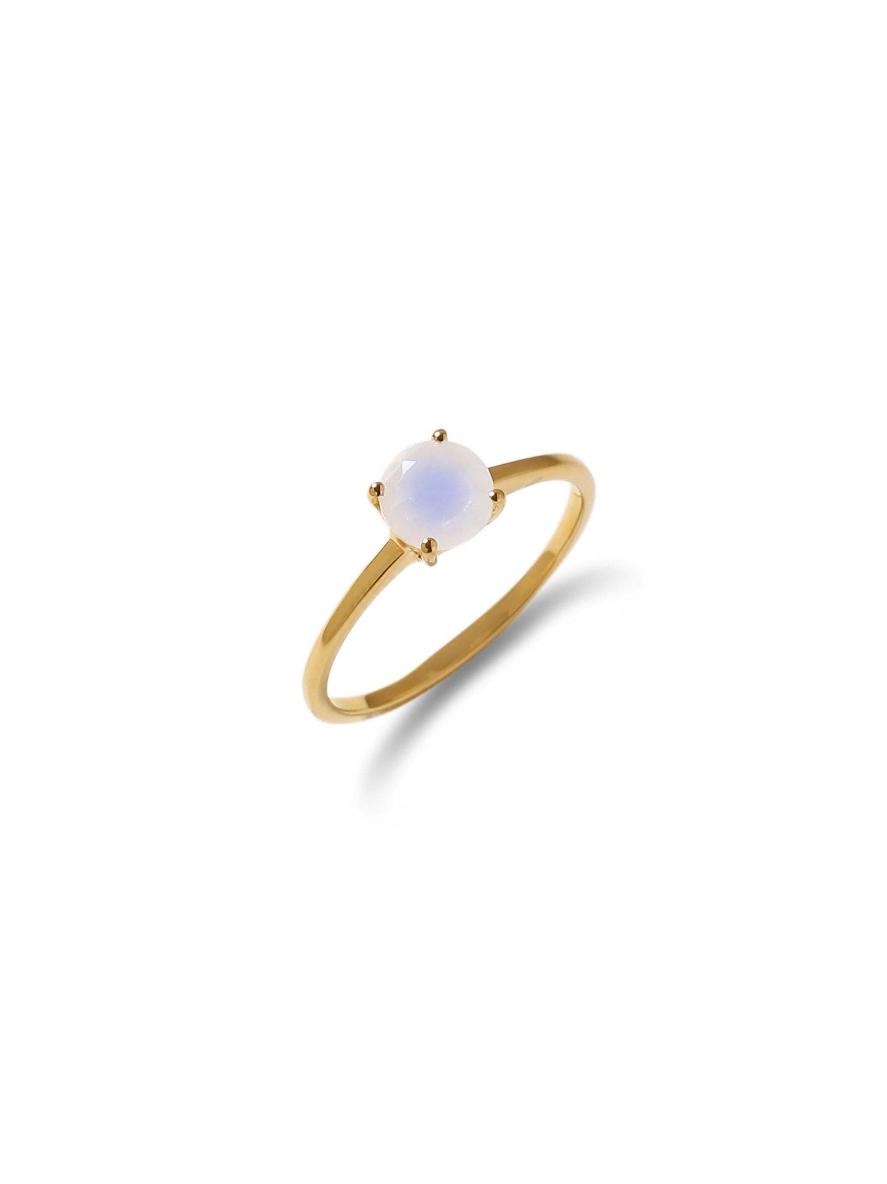 0.60 Ct Moonstone Solid 10k Yellow Gold Solitaire Ring Jewelry - YoTreasure