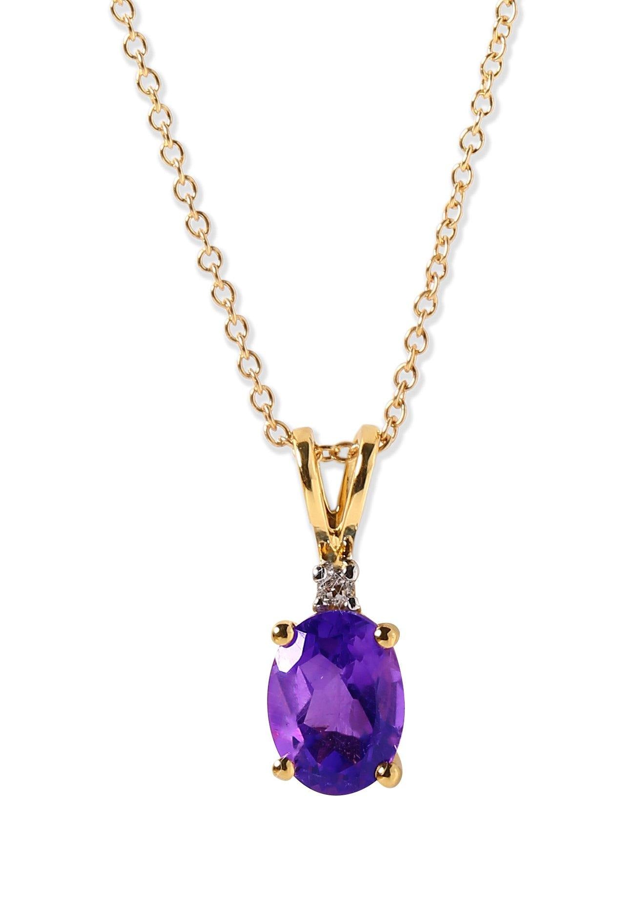 1.13 Ct. Amethyst Solid 10k Yellow Gold Chain Pendant Necklace Jewelry - YoTreasure