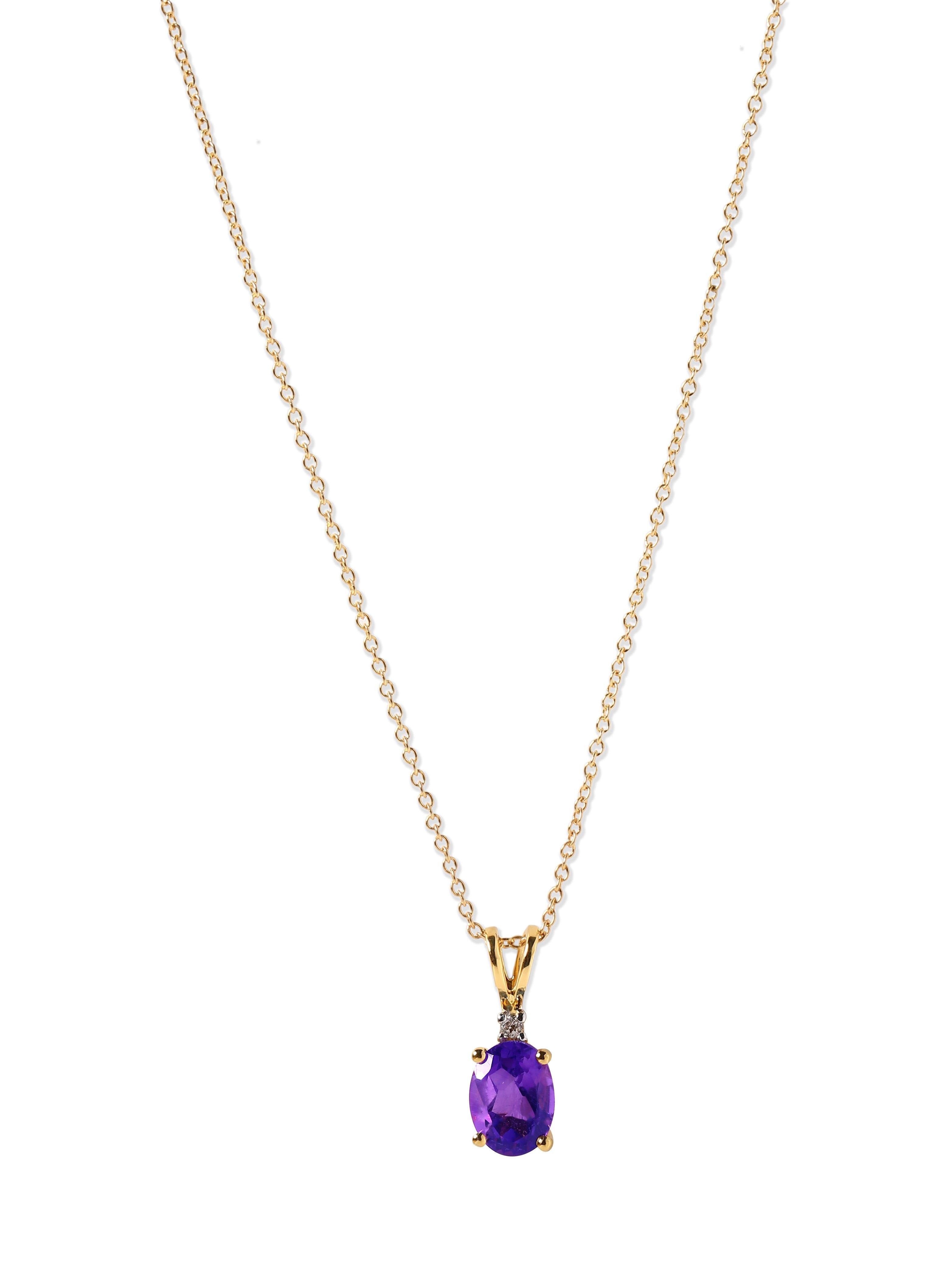 1.13 Ct. Amethyst Solid 10k Yellow Gold Chain Pendant Necklace Jewelry - YoTreasure