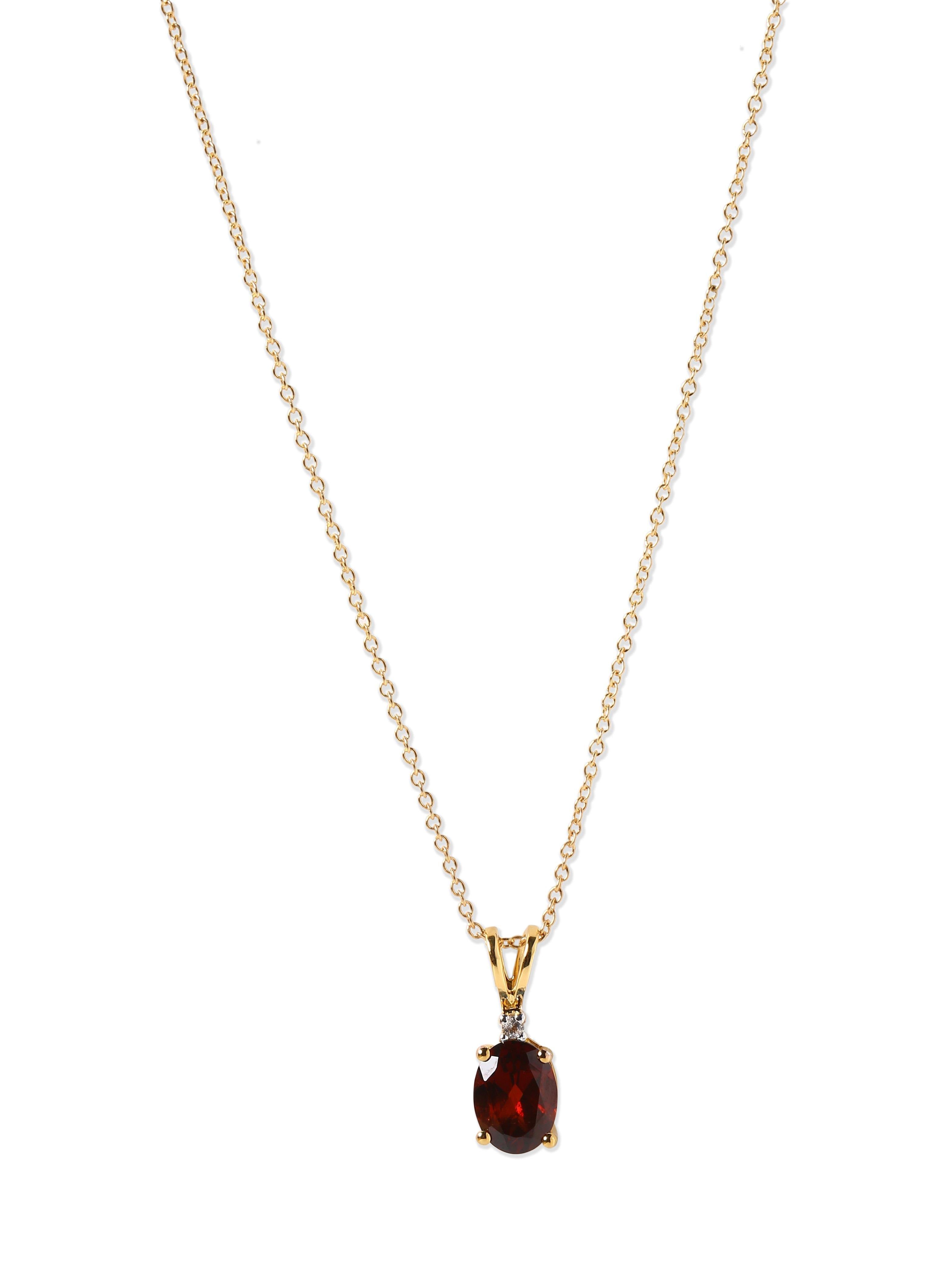 1.42 Ct. Red Garnet Solid 10k Yellow Gold Chain Pendant Necklace Jewelry - YoTreasure