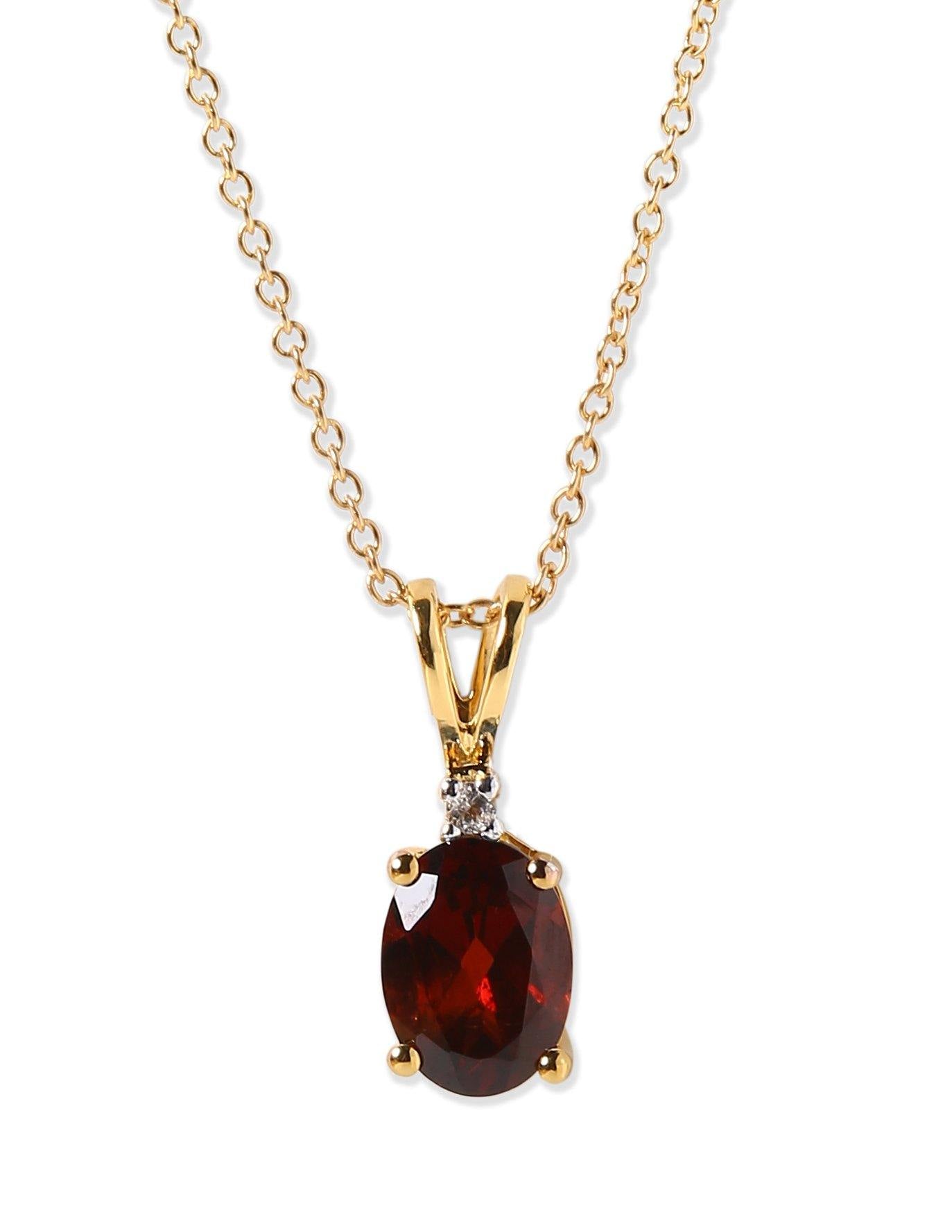 1.42 Ct. Red Garnet Solid 10k Yellow Gold Chain Pendant Necklace Jewelry - YoTreasure