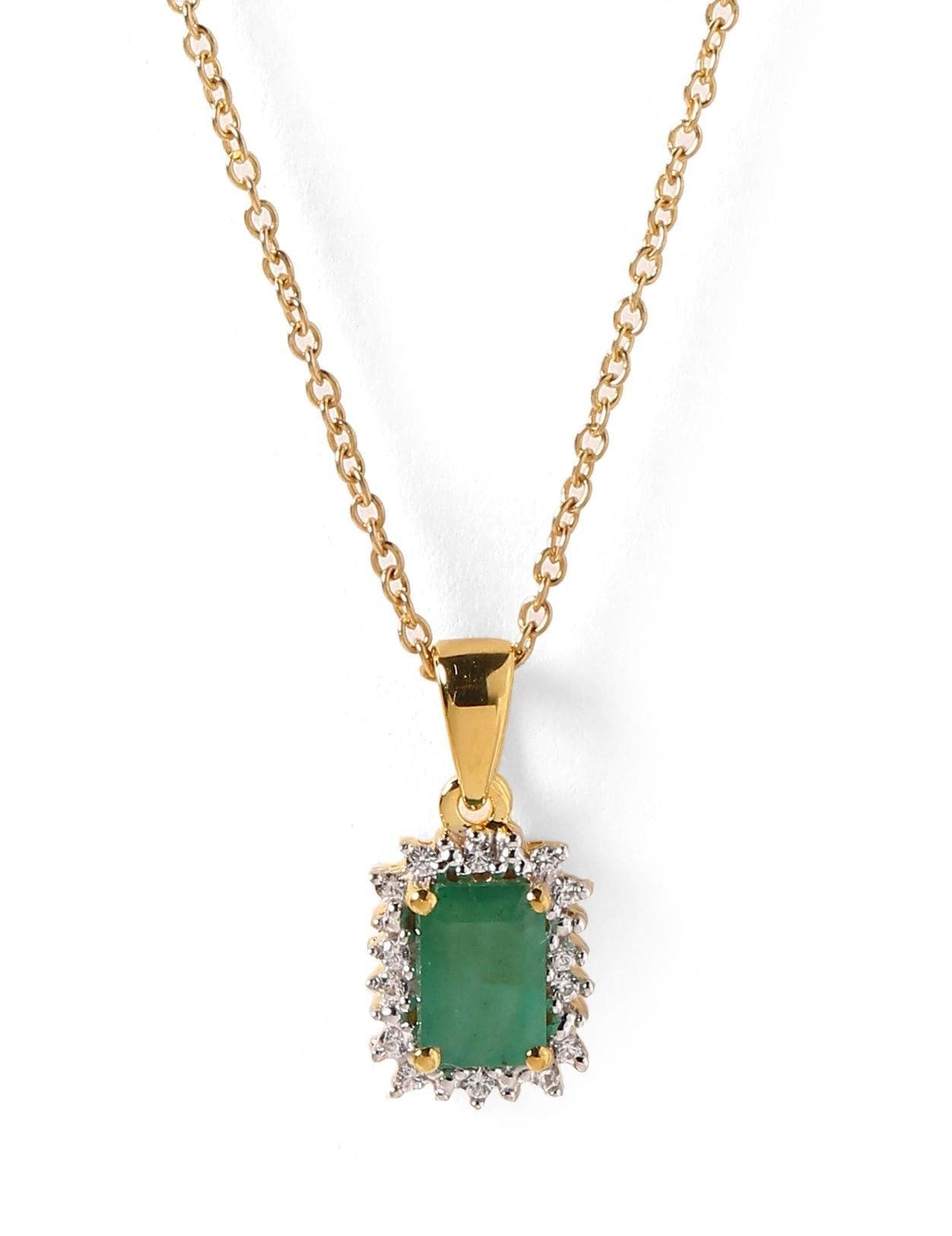 0.68 Ct. Emerald Solid 10k Yellow Gold Chain Pendant Jewelry - YoTreasure