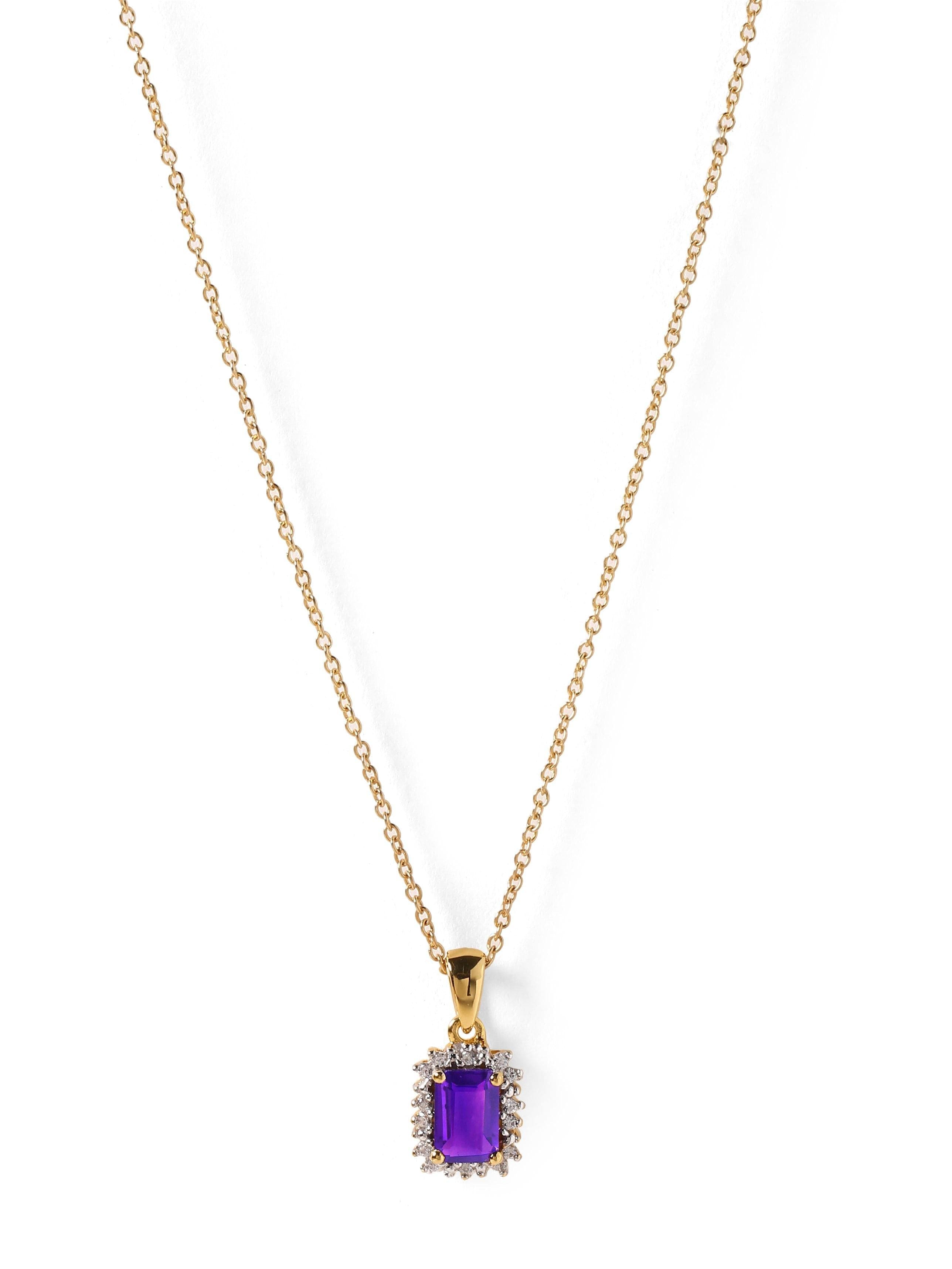 0.67 Ct. Amethyst Solid 10k Yellow Gold Chain Pendant Necklace Jewelry - YoTreasure