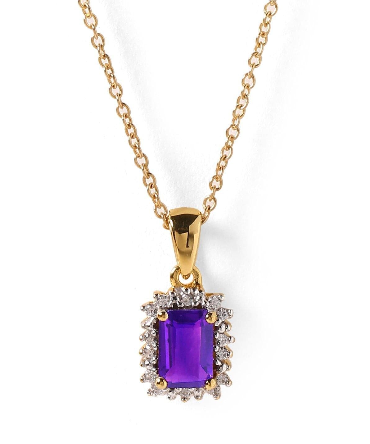 0.67 Ct. Amethyst Solid 10k Yellow Gold Chain Pendant Necklace Jewelry - YoTreasure