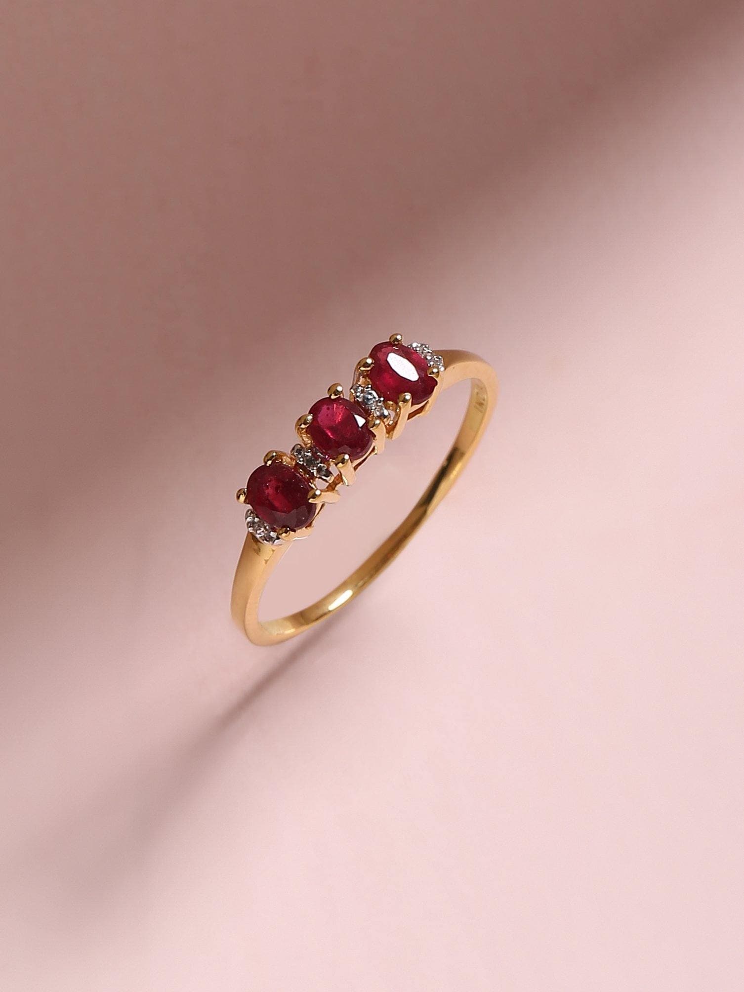 0.46 Ct. Glass Filled Ruby Solid 10k Yellow Gold Ring Jewelry - YoTreasure