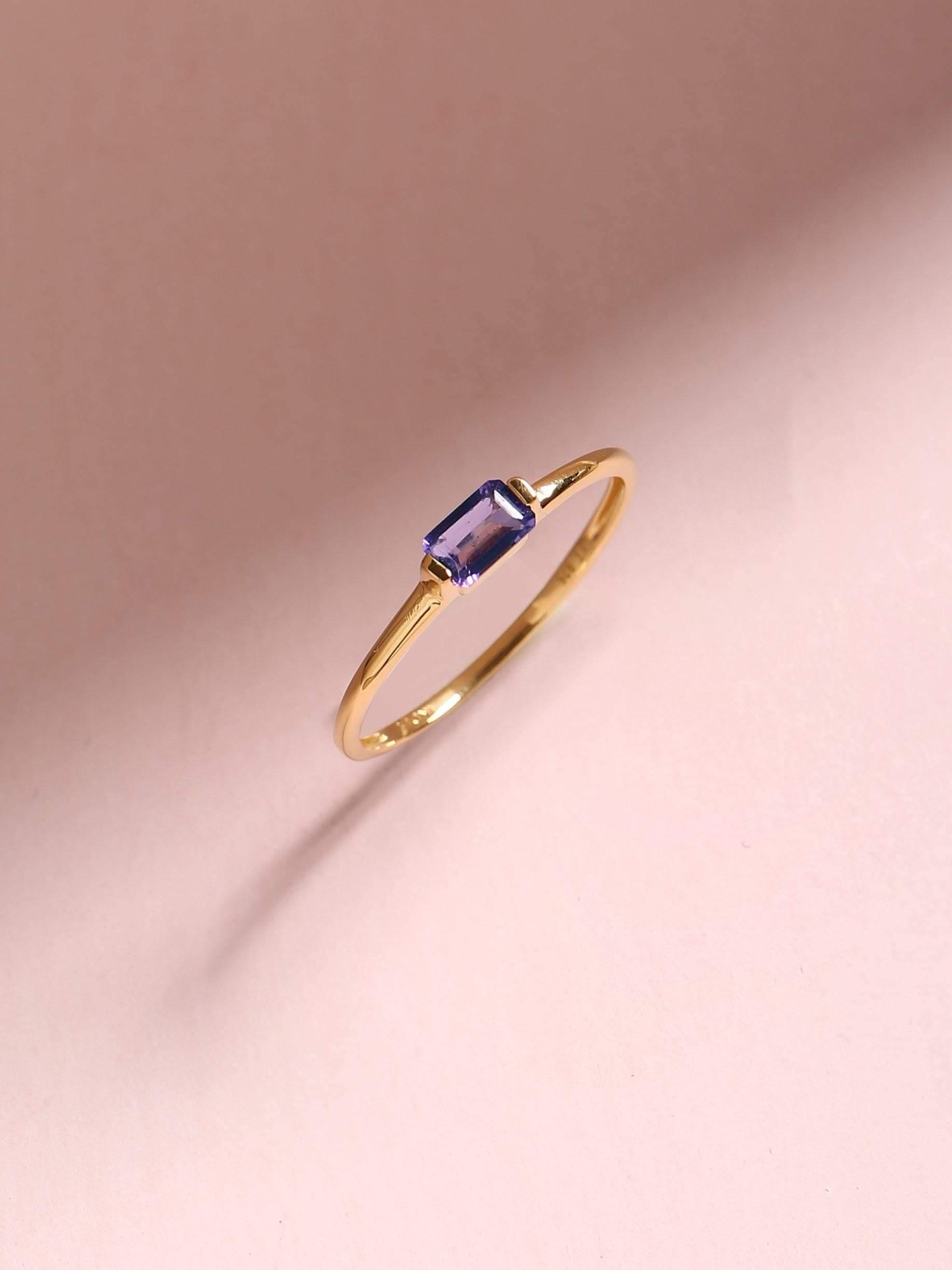 0.27 Ct Amethyst Solid 10k Yellow Gold Ring Jewelry - YoTreasure