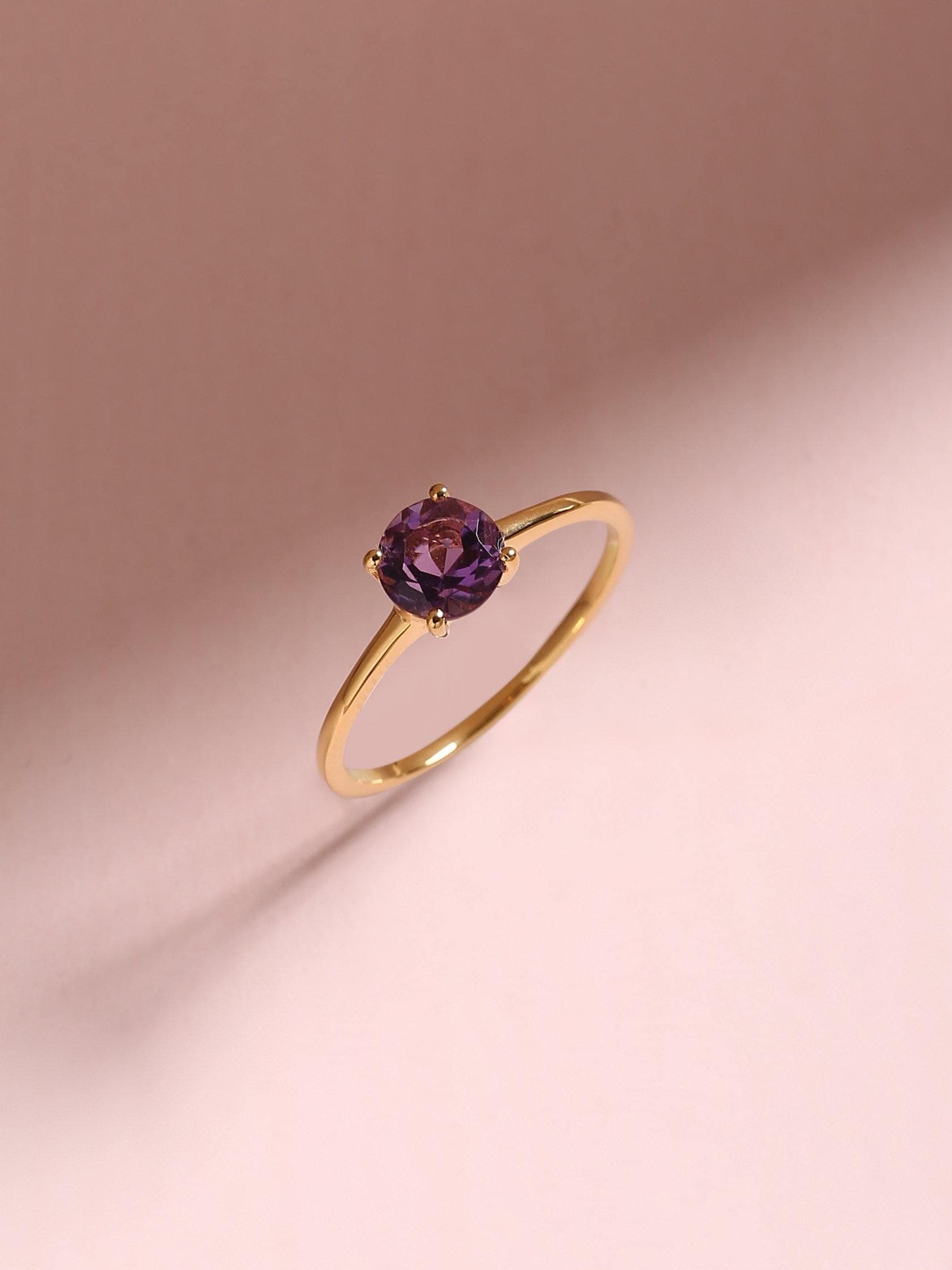 0.75 Ct Amethyst Solid 10k Yellow Gold Solitaire Ring Jewelry - YoTreasure