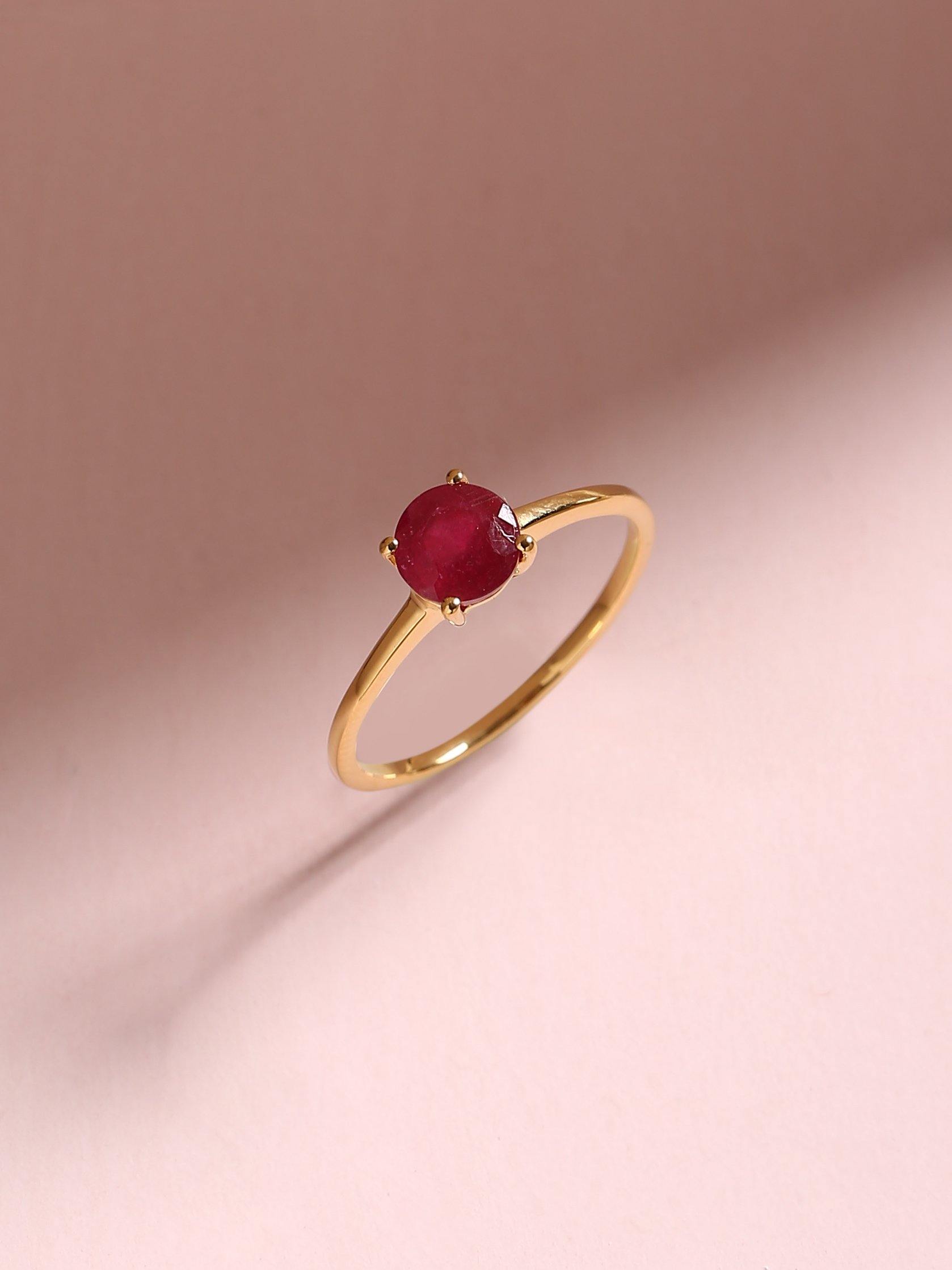 1.05 Ct Glass Filled Ruby Solid 10k Yellow Gold Solitaire Ring Jewelry - YoTreasure