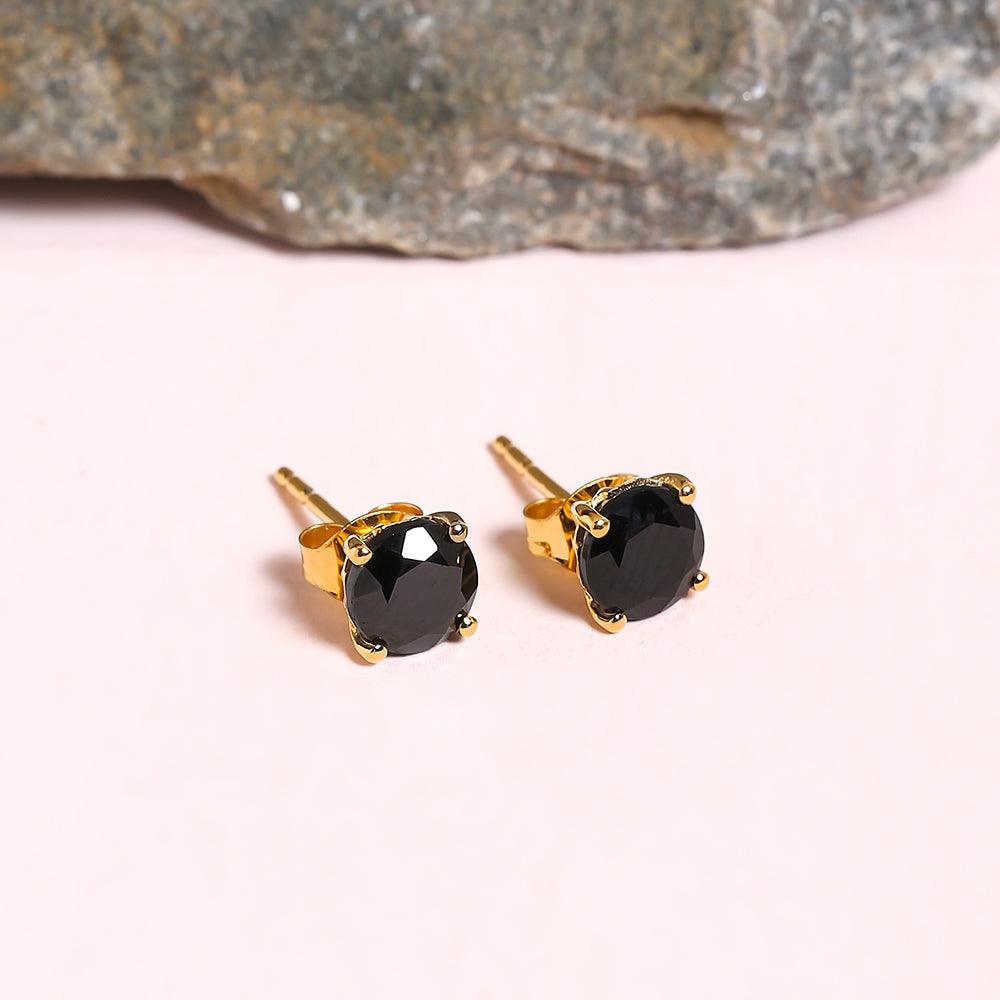 1.72 Ct. Black Onyx Solid 10k Yellow Gold Stud Earrings - YoTreasure