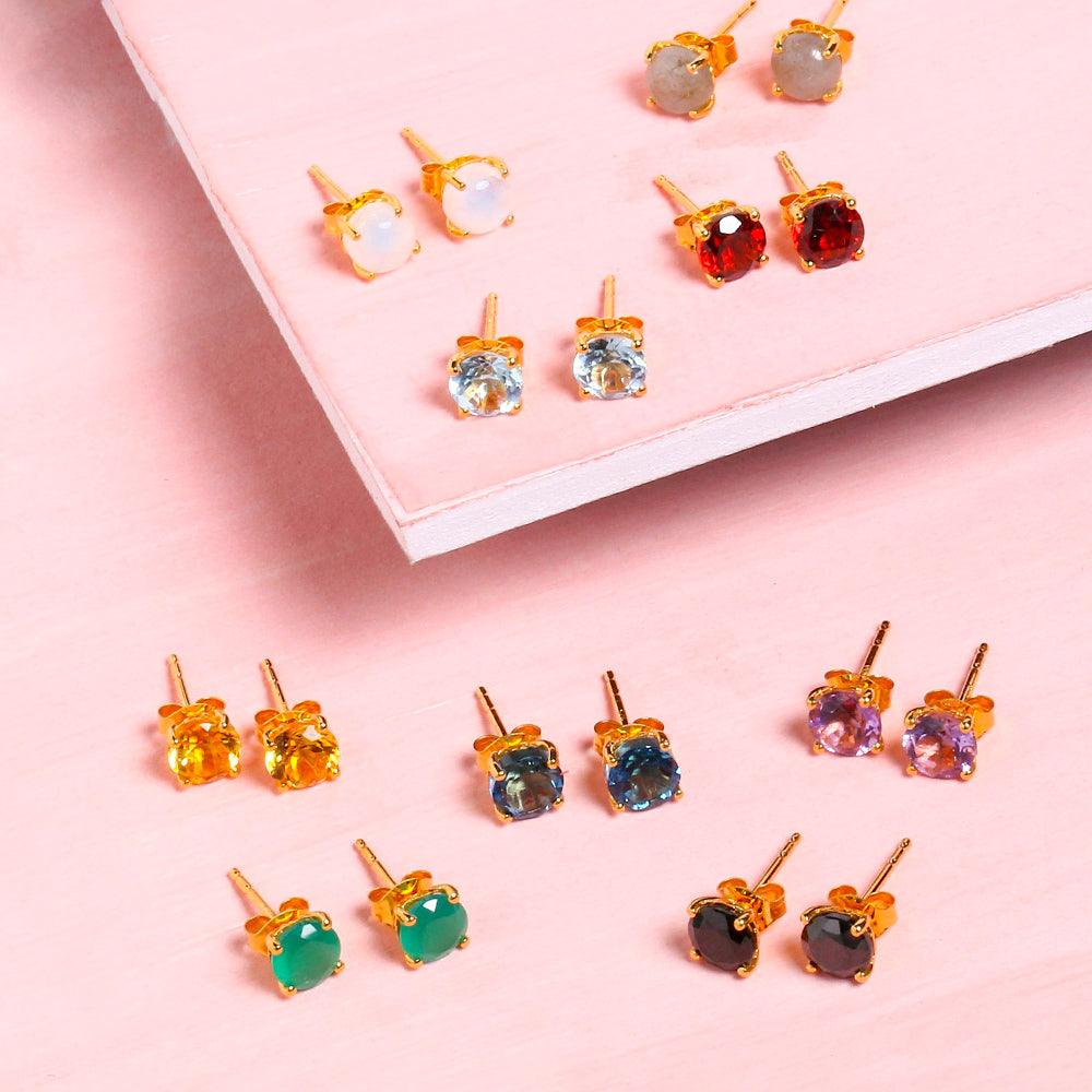 2.16 Ct. Red Garnet Solid 10k Yellow Gold Stud Earrings - YoTreasure