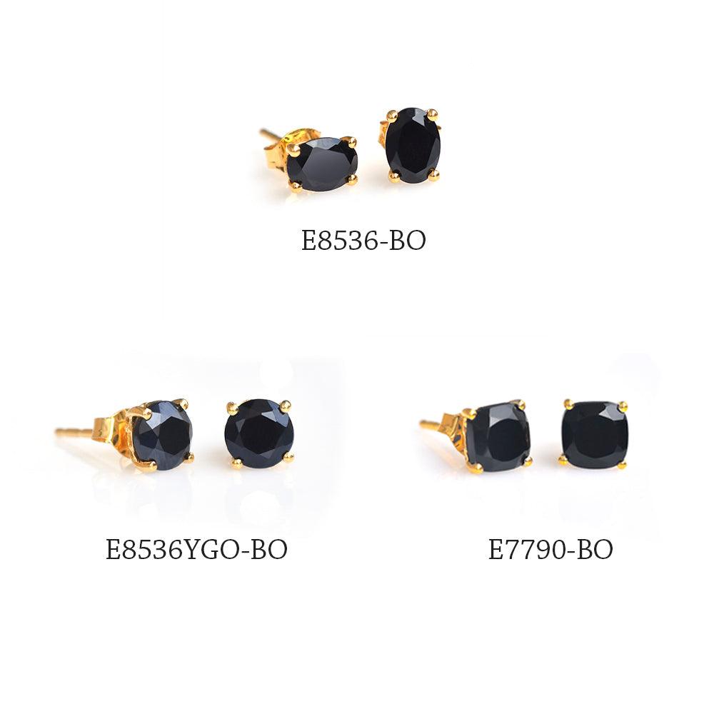 1.80 Ct. Black Onyx Solid 10k Yellow Gold Stud Earrings - YoTreasure