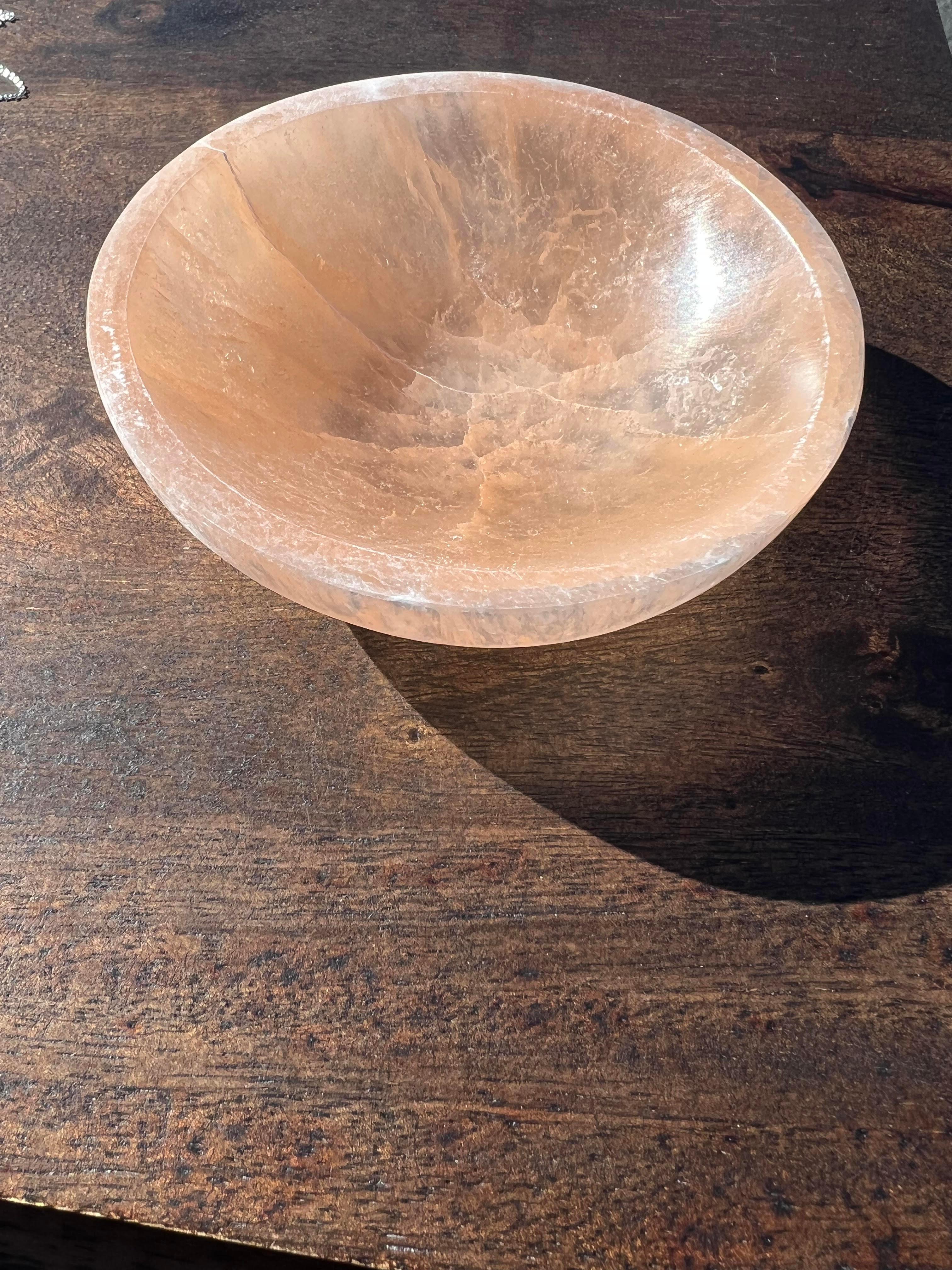 Natural Orange Selenite Charging Crystal Bowl Ritual Reiki Gift With 7 Stone Chakra 925 Sterling Silver Chain Pendant - YoTreasure