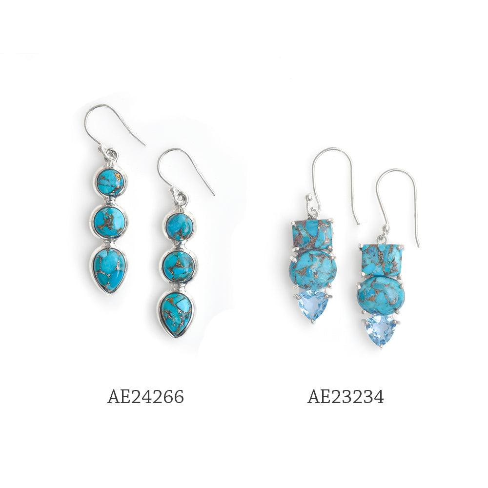 Turquoise Blue Topaz Solid 925 Sterling Silver Dangle Earrings Jewelry - YoTreasure
