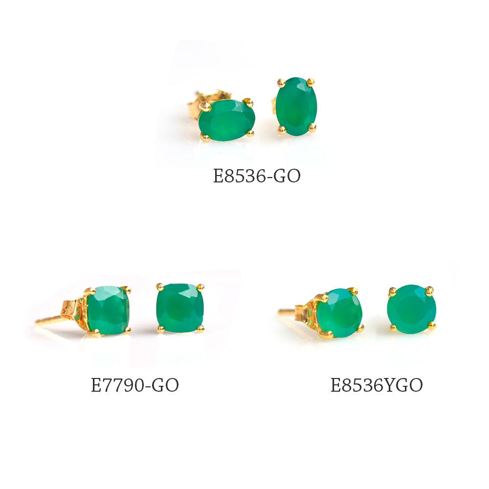 1.34 Ct. Green Onyx Solid 10K Yellow Gold Stud Earrings - YoTreasure