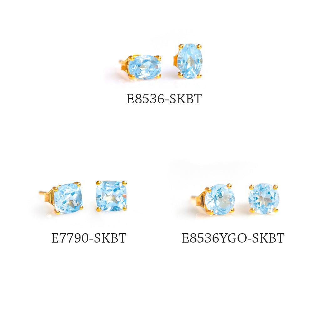 2.00 Ct. Sky Blue Topaz Solid 10k Yellow Gold Stud Earrings - YoTreasure