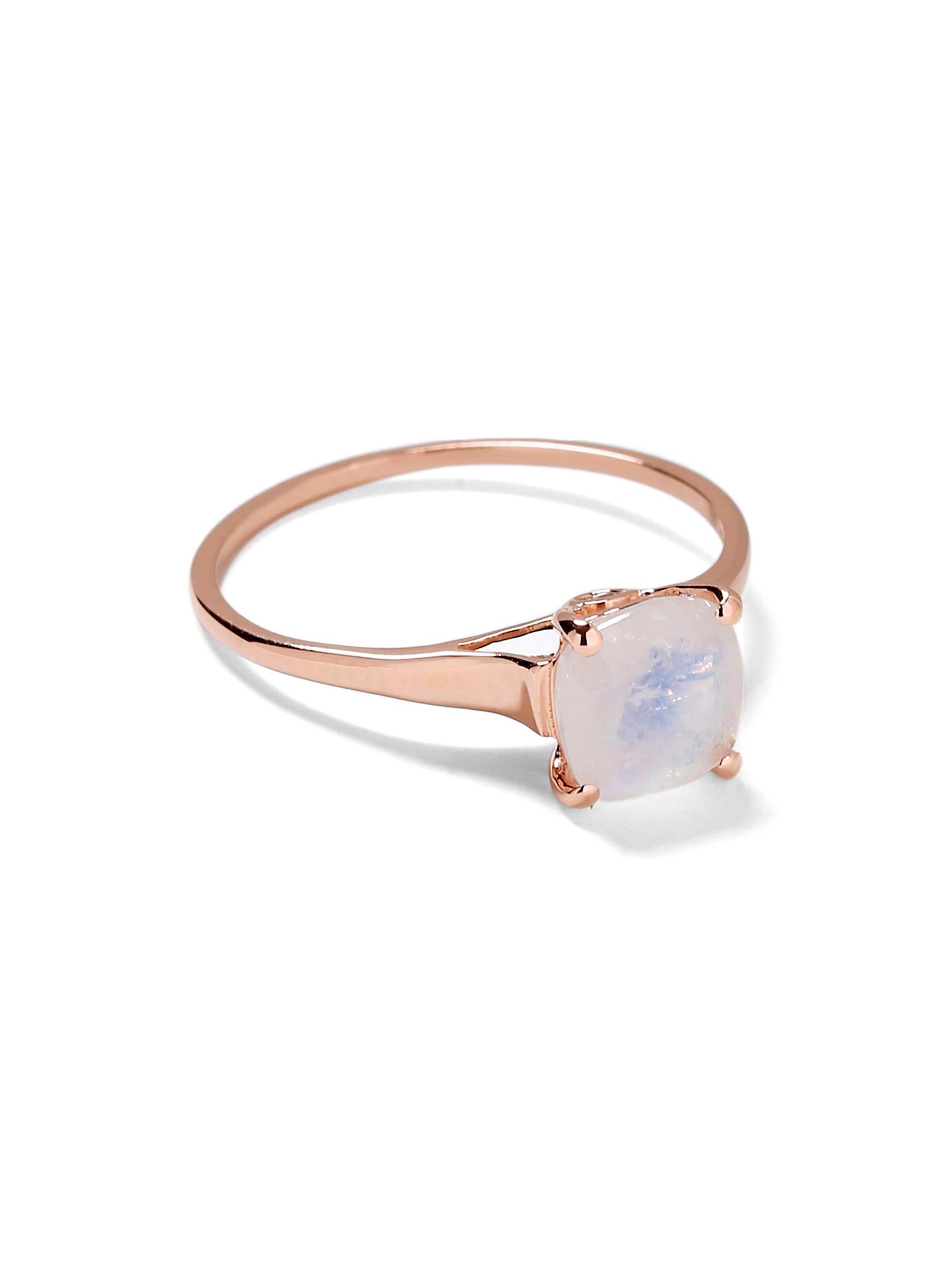 1.88 Cts Rainbow Moonstone Solid 10k Rose Gold Ring