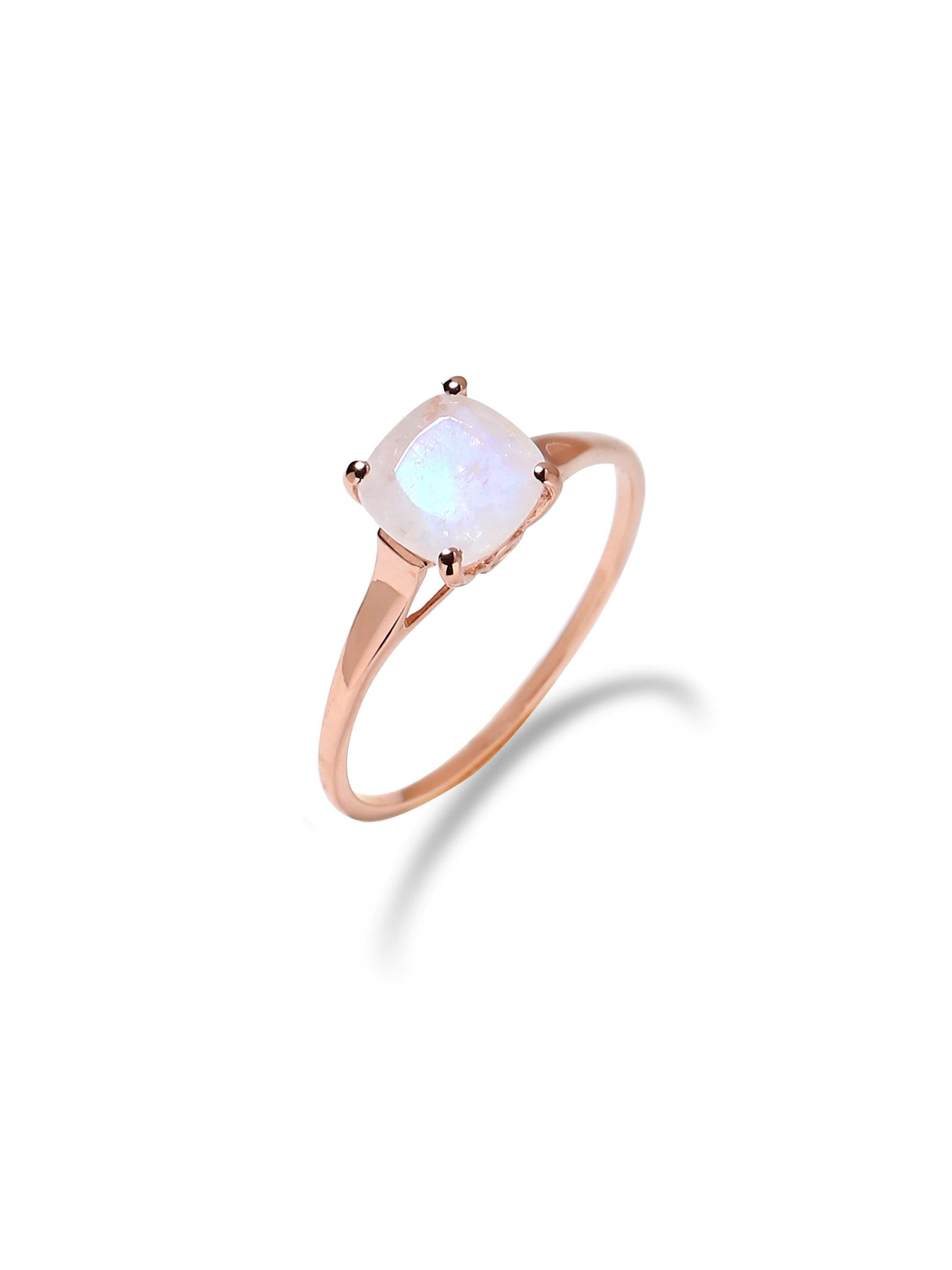 1.88 Cts Rainbow Moonstone Solid 10k Rose Gold Ring Jewelry - YoTreasure