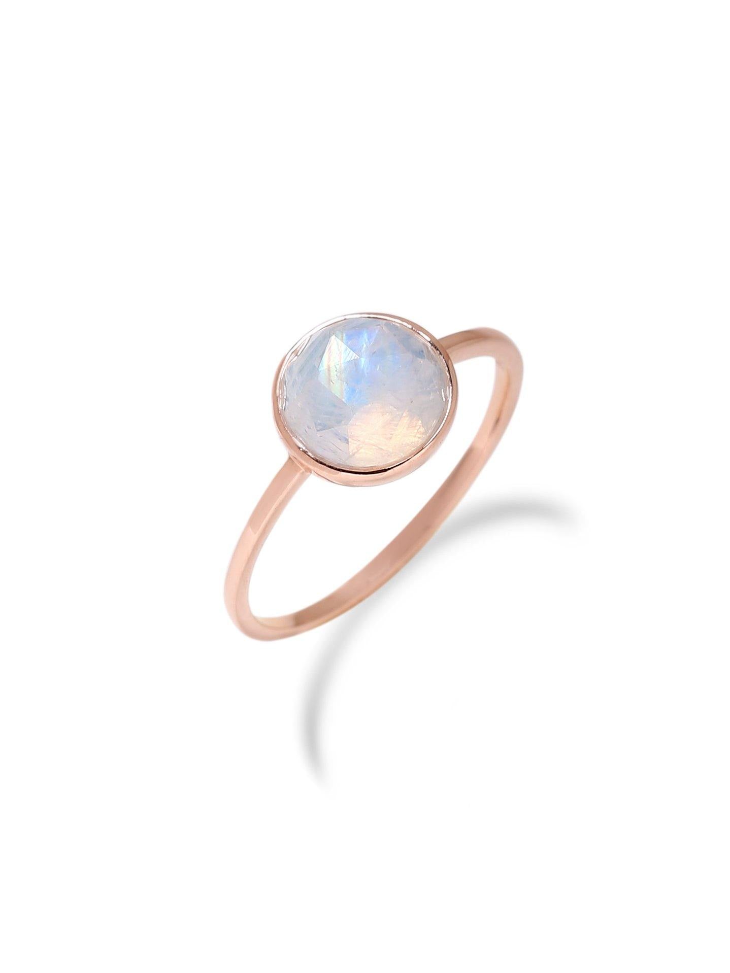 2.00 Cts Rainbow Moonstone Solid 10k Rose Gold Ring Jewelry - YoTreasure